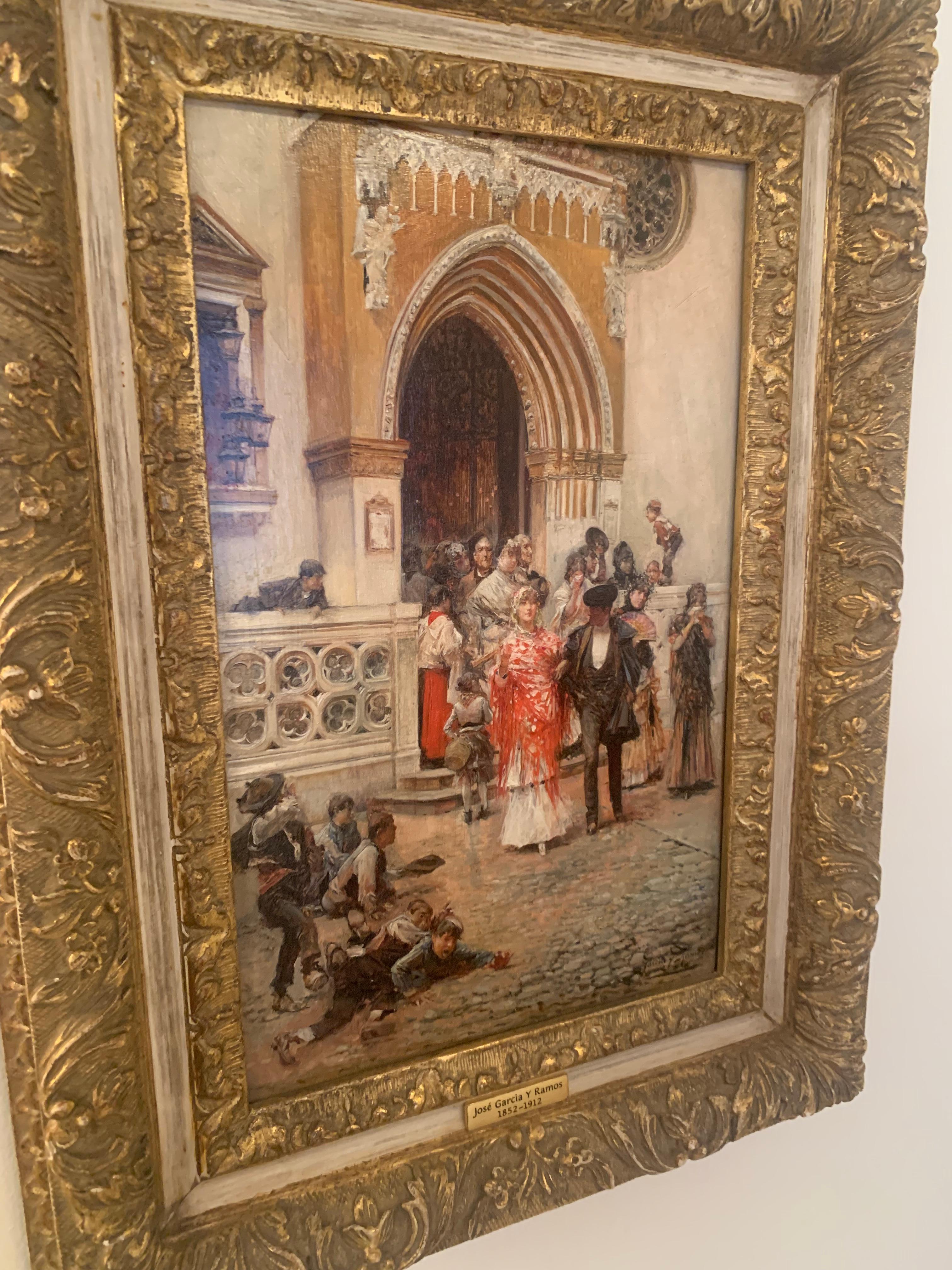 Spanish Leaving The Church By Jose Garcia Y Ramos For Sale