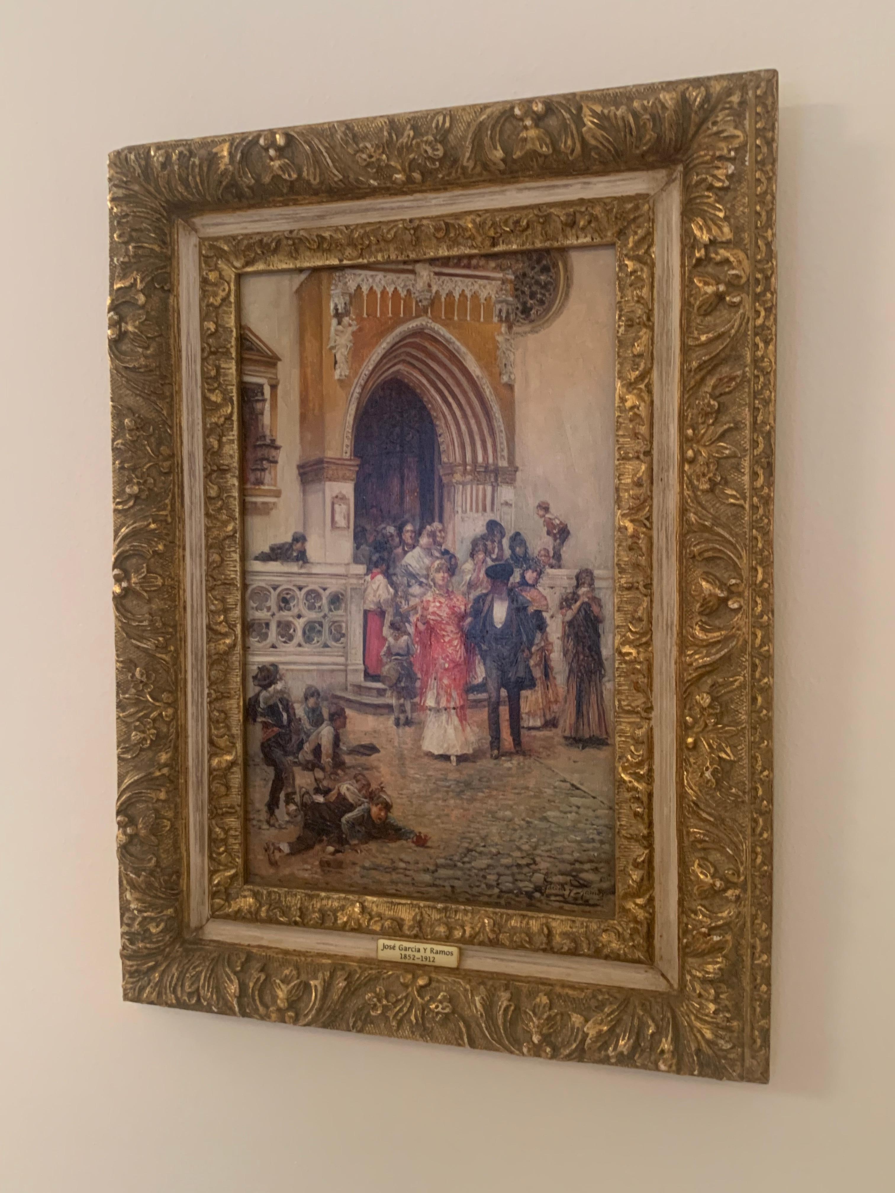 Leaving The Church By Jose Garcia Y Ramos In Good Condition For Sale In Ongar, GB