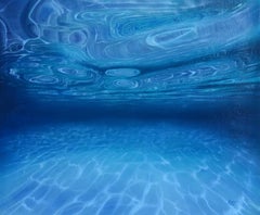Deep Blue - water study realism seascape original modern oil painting photo