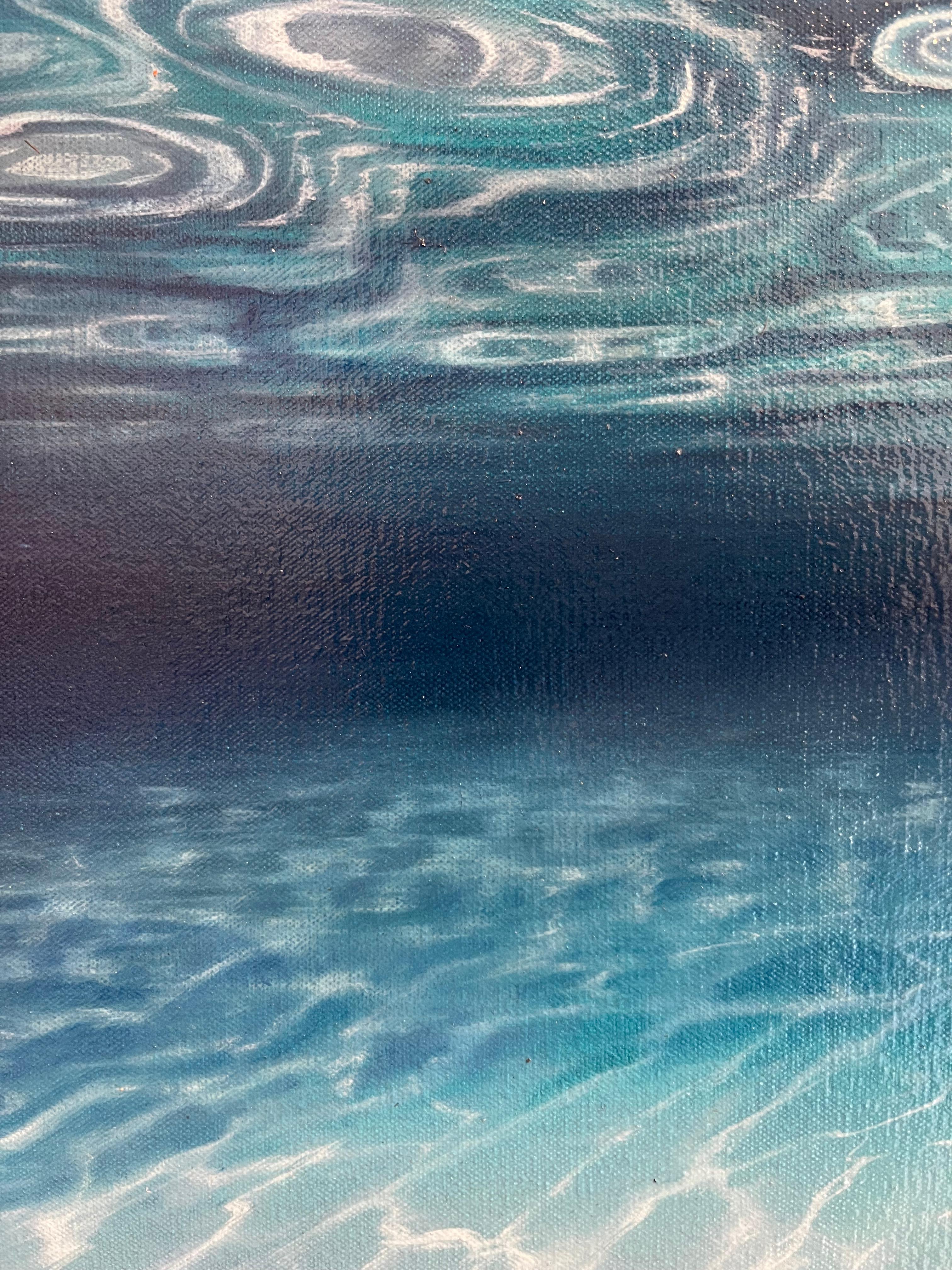 Deep Blue - water study realism seascape original modern oil painting photo real - Realist Painting by Leavon Bowman