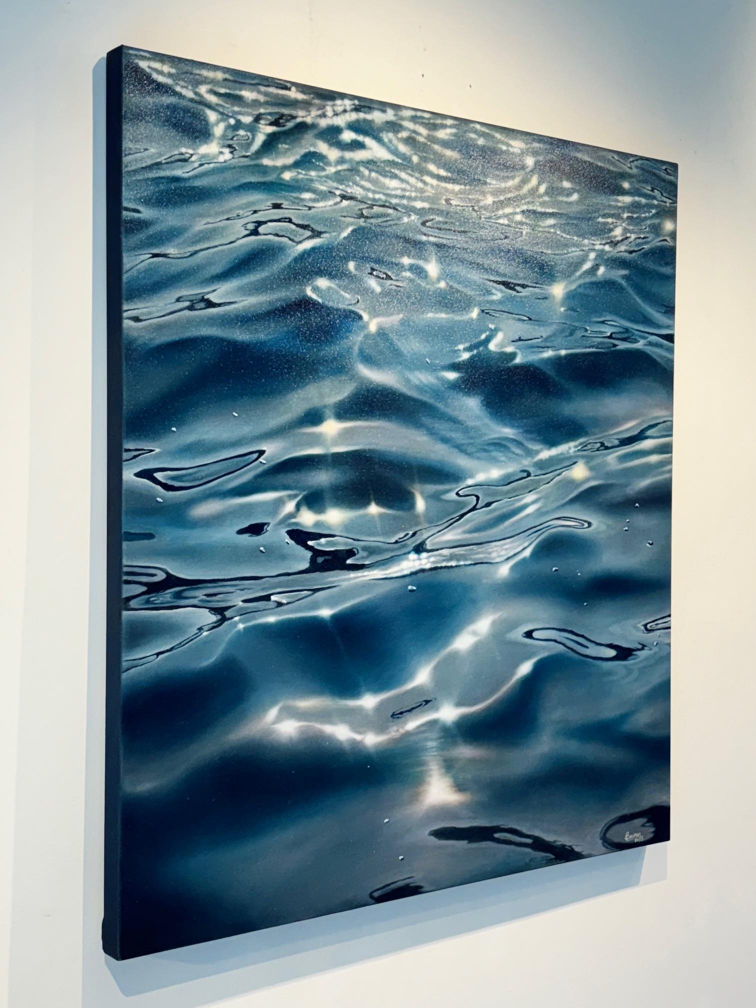 Deep Waters - water study realism seascape original modern oil painting photo - Painting by Leavon Bowman