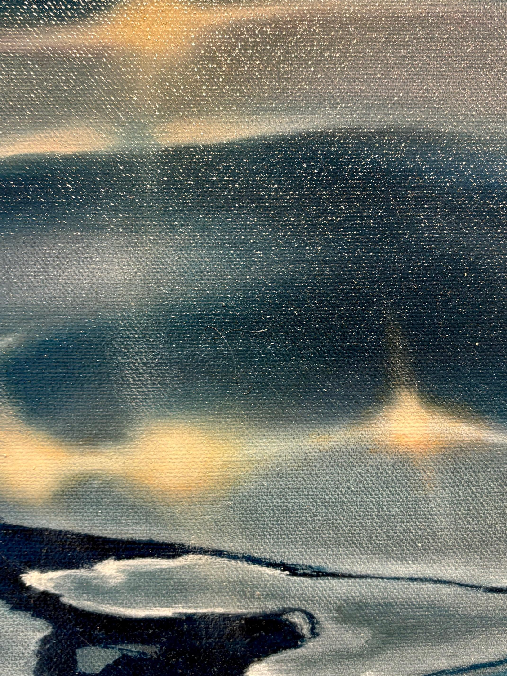 Deep Waters - water study realism seascape original modern oil painting photo - Realist Painting by Leavon Bowman