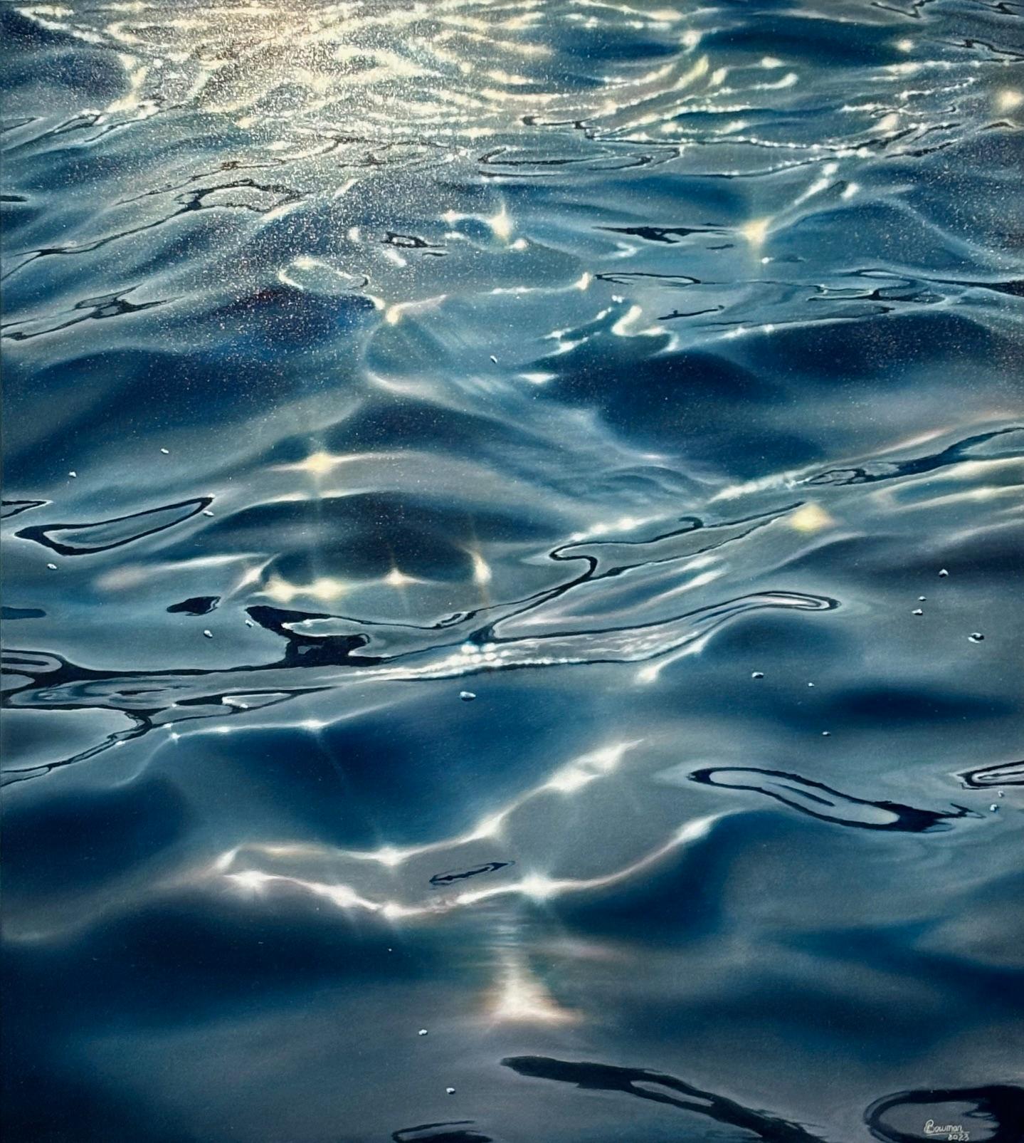 Leavon Bowman Figurative Painting - Deep Waters - water study realism seascape original modern oil painting photo