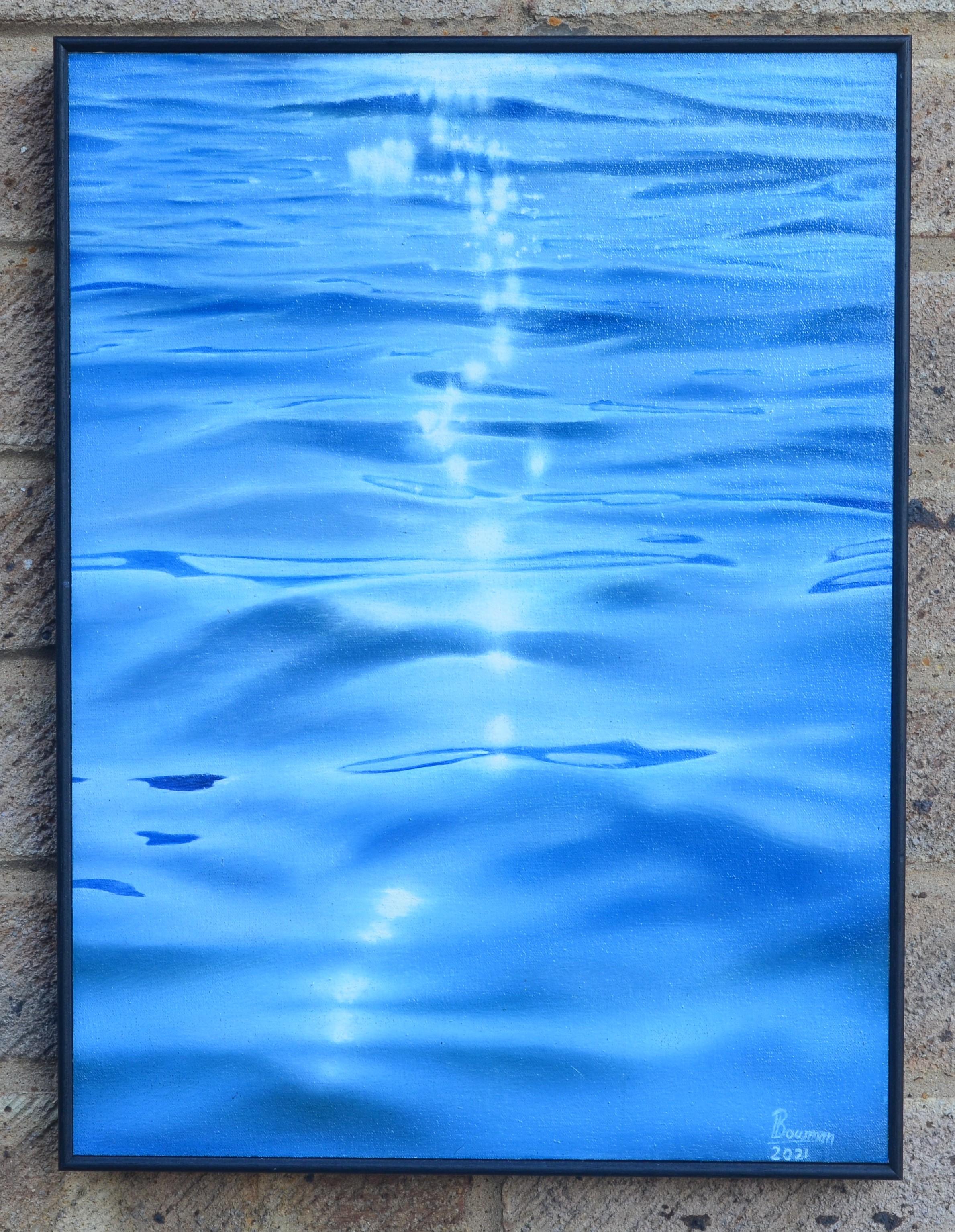 Motion Blisss - Wasserstudie Realismus Meereslandschaft Original modernes Ölgemälde Foto – Painting von Leavon Bowman