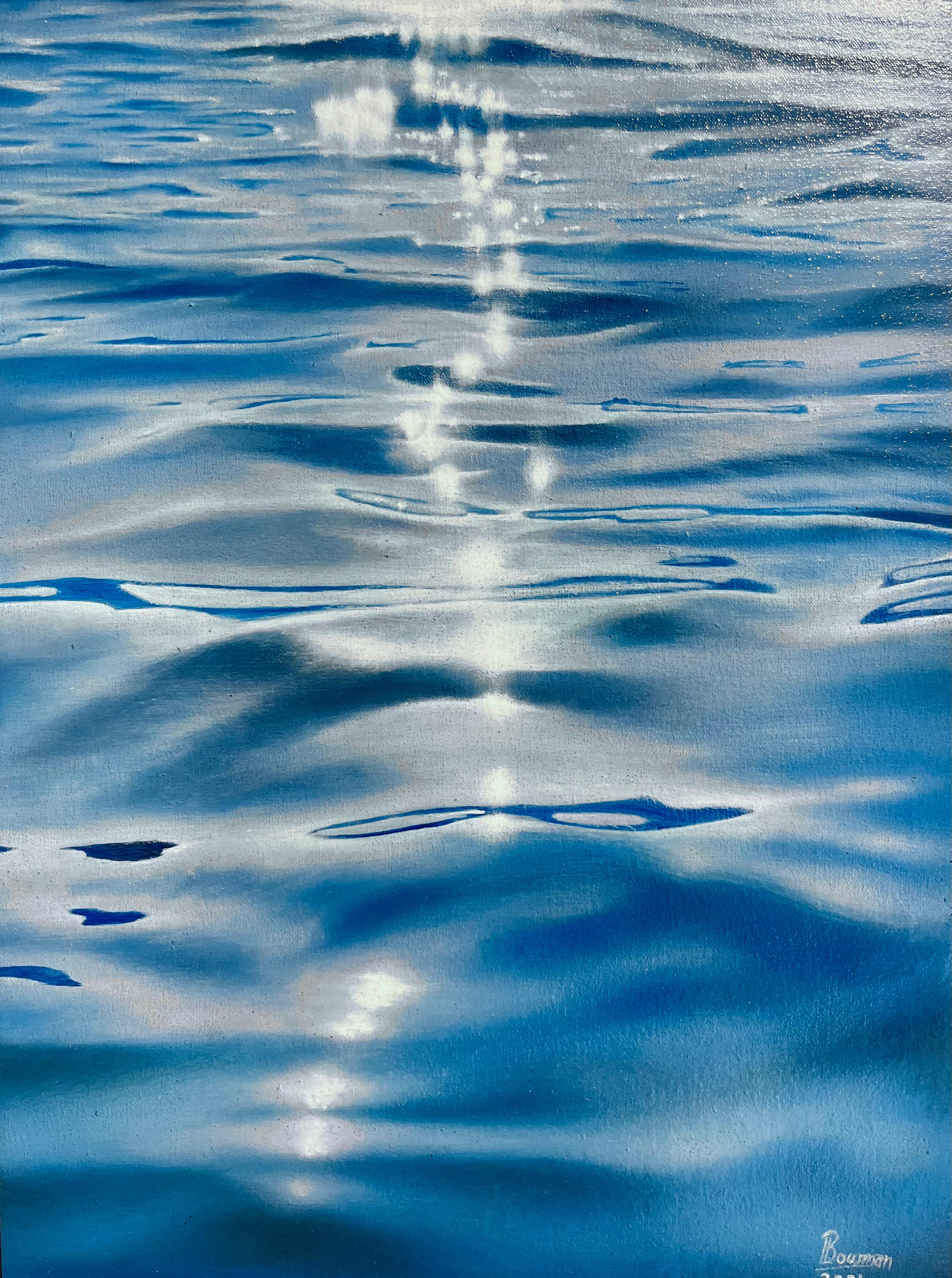 Leavon Bowman Figurative Painting - Motion Bliss - water study realism seascape original modern oil painting photo