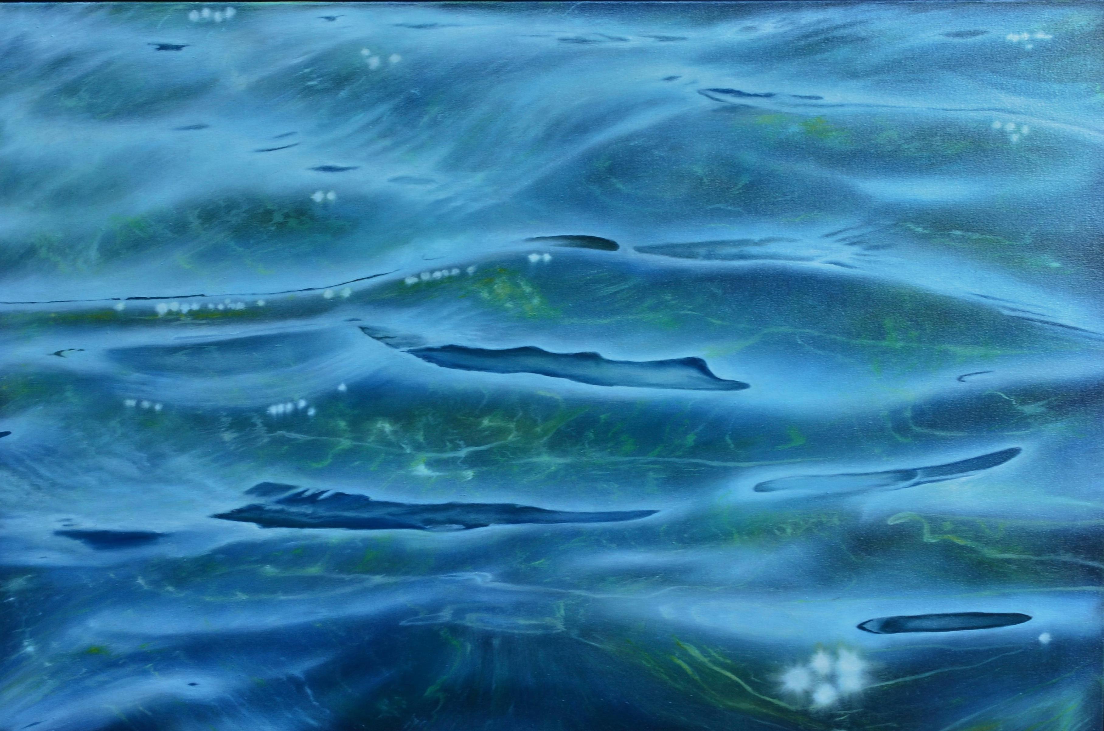 Leavon Bowman Figurative Painting - Seaquel - water study realism seascape original modern oil painting photo