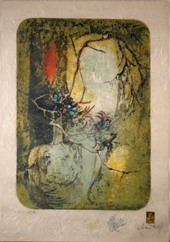 Lebadang Branche Dans un Vase I 1975 Signed Lithograph on Rice Paper EA Framed