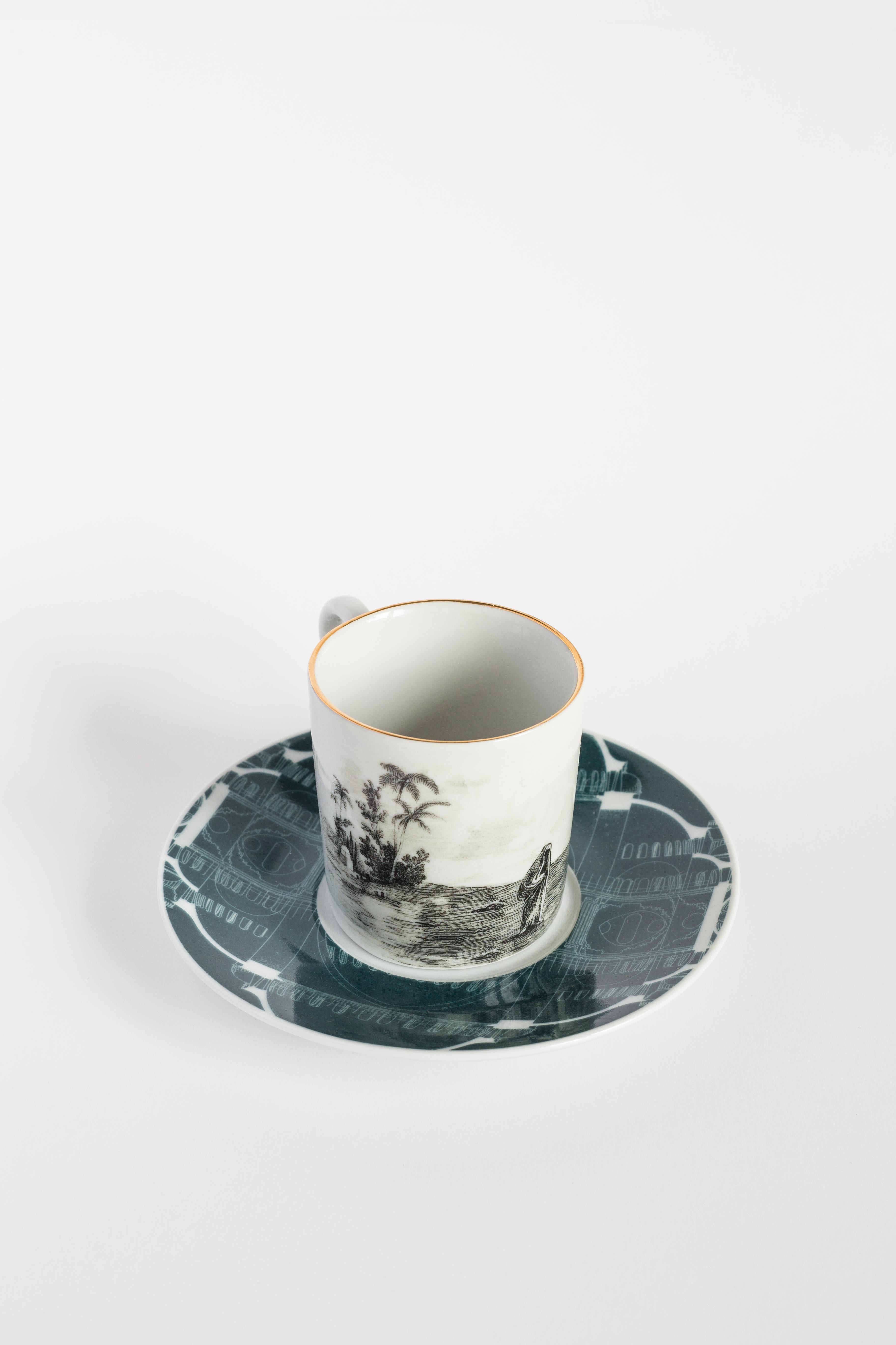 italien Liban:: Service à café avec six porcelaines contemporaines avec design décoratif en vente