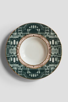 Lebanon, Six Contemporary Porcelain Soup Plates with Decorative Design