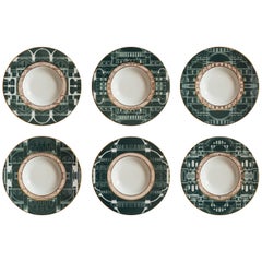 Lebanon, Six Contemporary Porcelain Soup Plates with Decorative Design