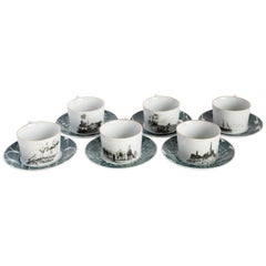 Lebanon, Tea Set with Six Contemporary Porcelains with Decorative Design