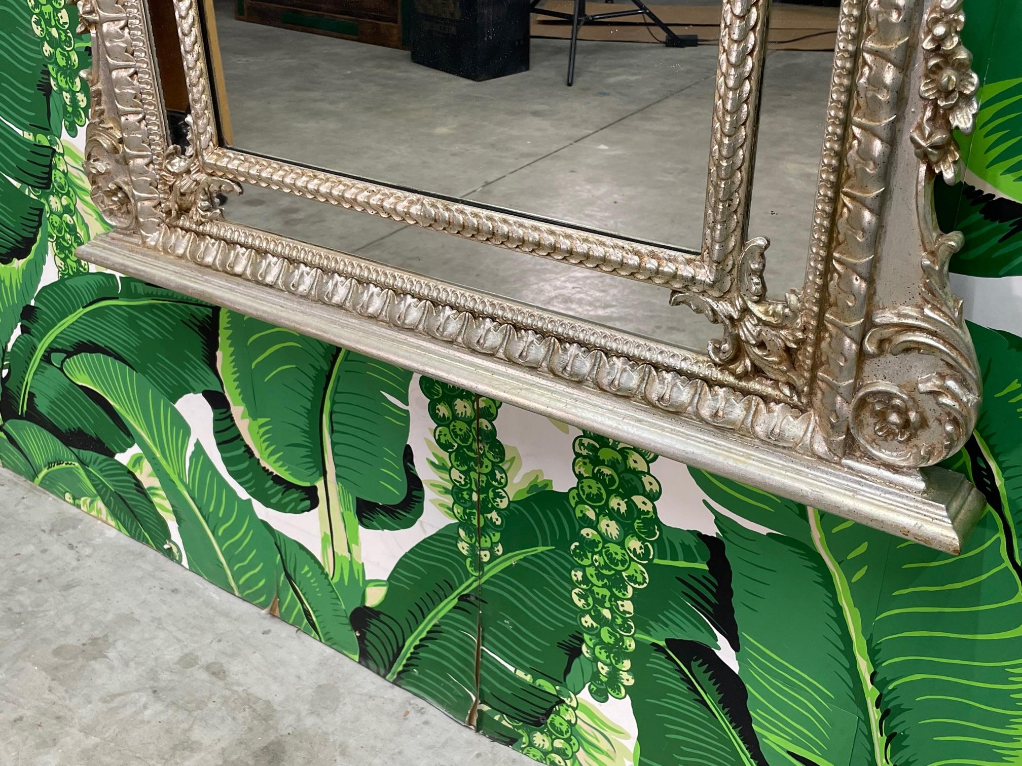 LeBarge Large Double Framed Wood Carved Wall Mirror In Good Condition For Sale In Jacksonville, FL