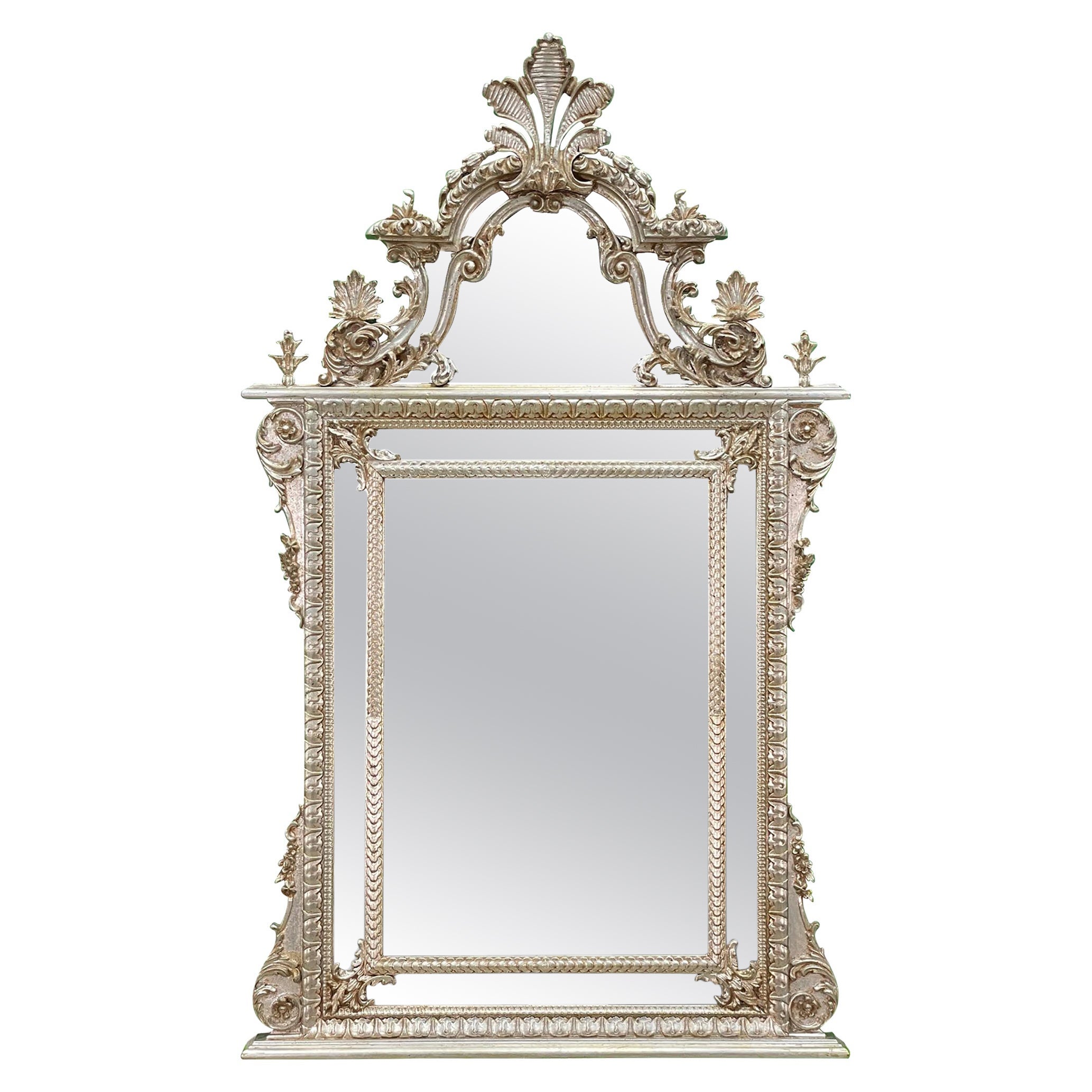 LeBarge Large Double Framed Wood Carved Wall Mirror