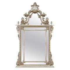 LeBarge Large Double Framed Wood Carved Wall Mirror