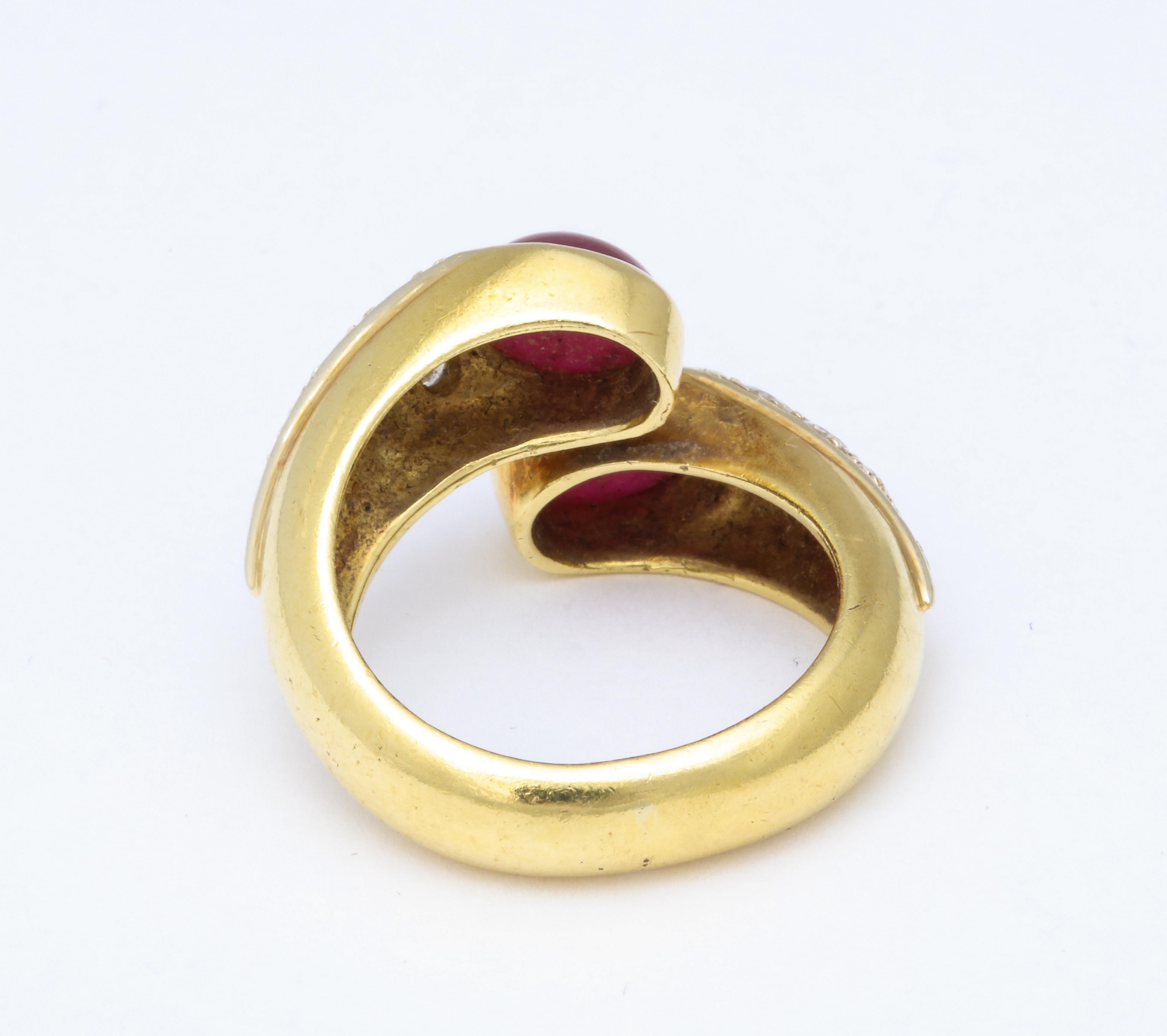 Modern Lebeau Ruby and Diamond Gold Ring