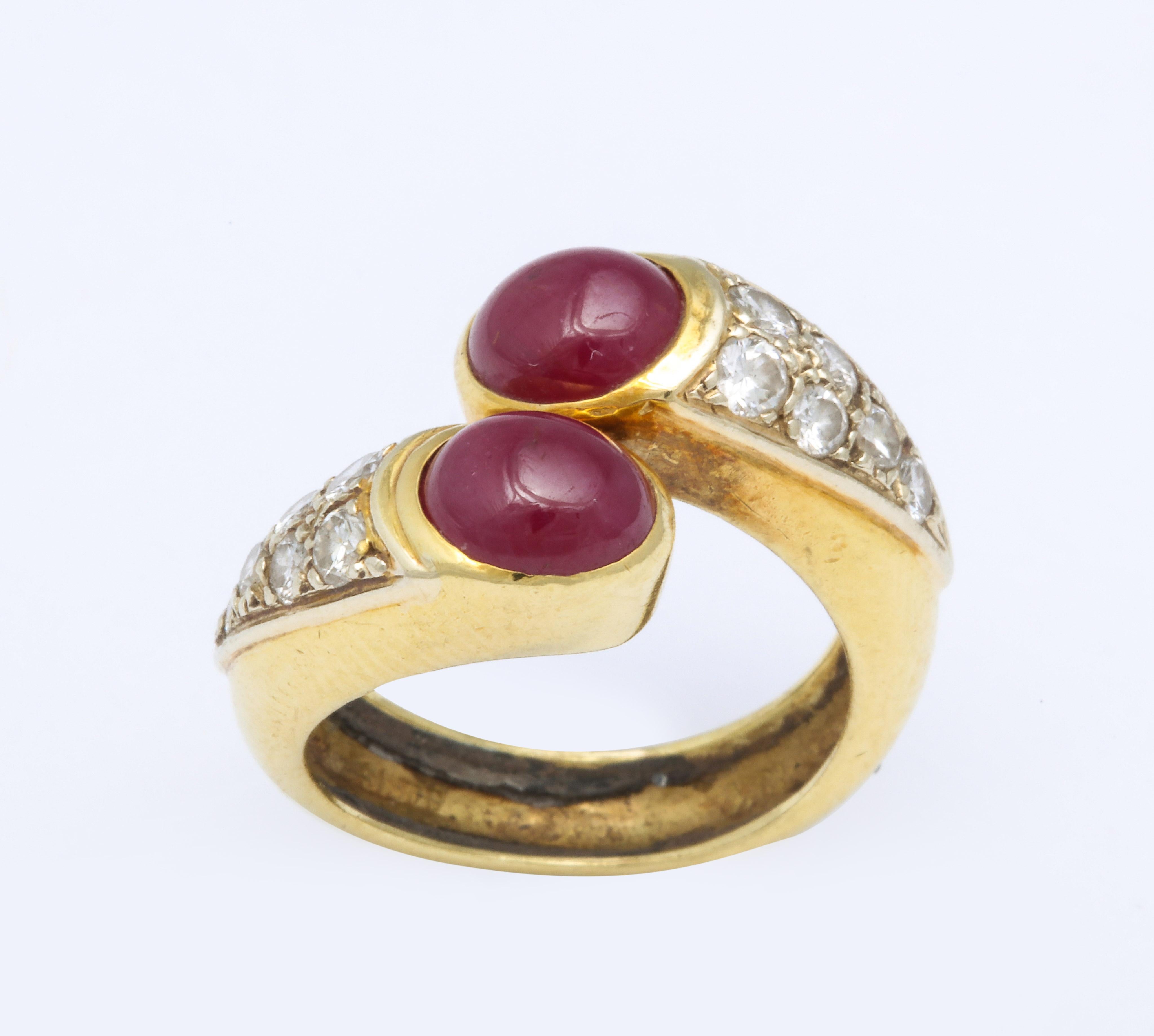 Lebeau Ruby and Diamond Gold Ring 1