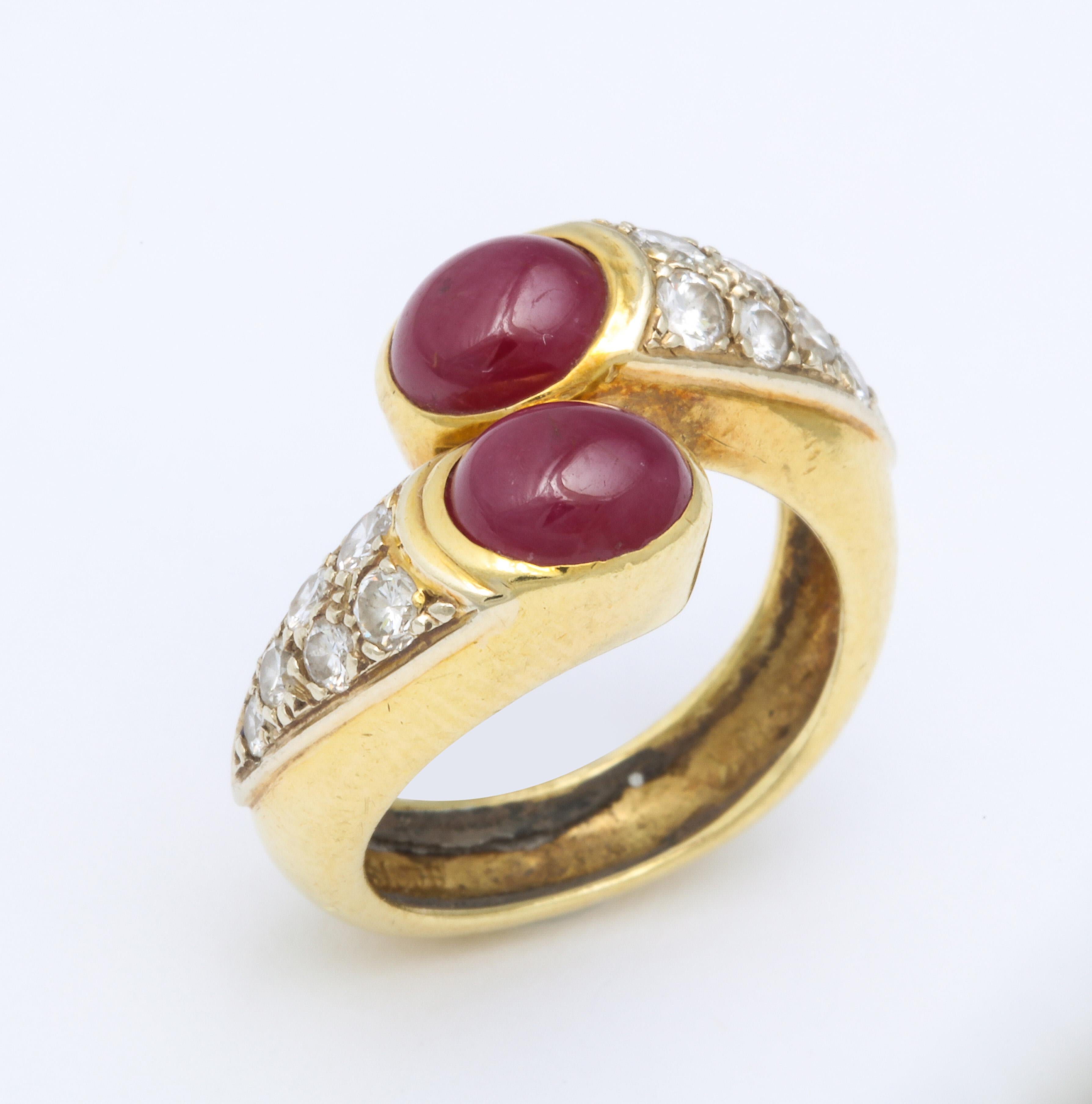 Lebeau Ruby and Diamond Gold Ring 2
