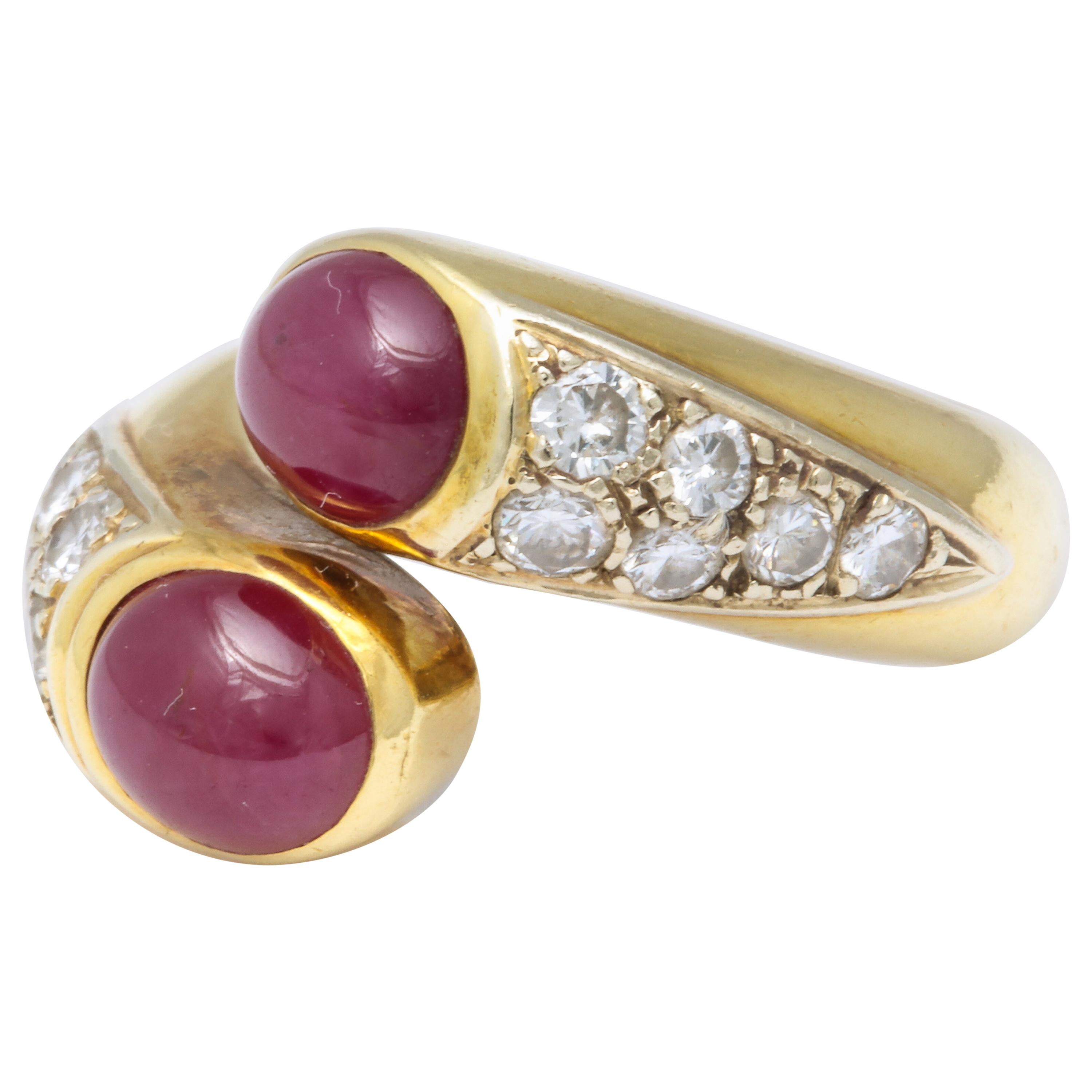 Lebeau Ruby and Diamond Gold Ring