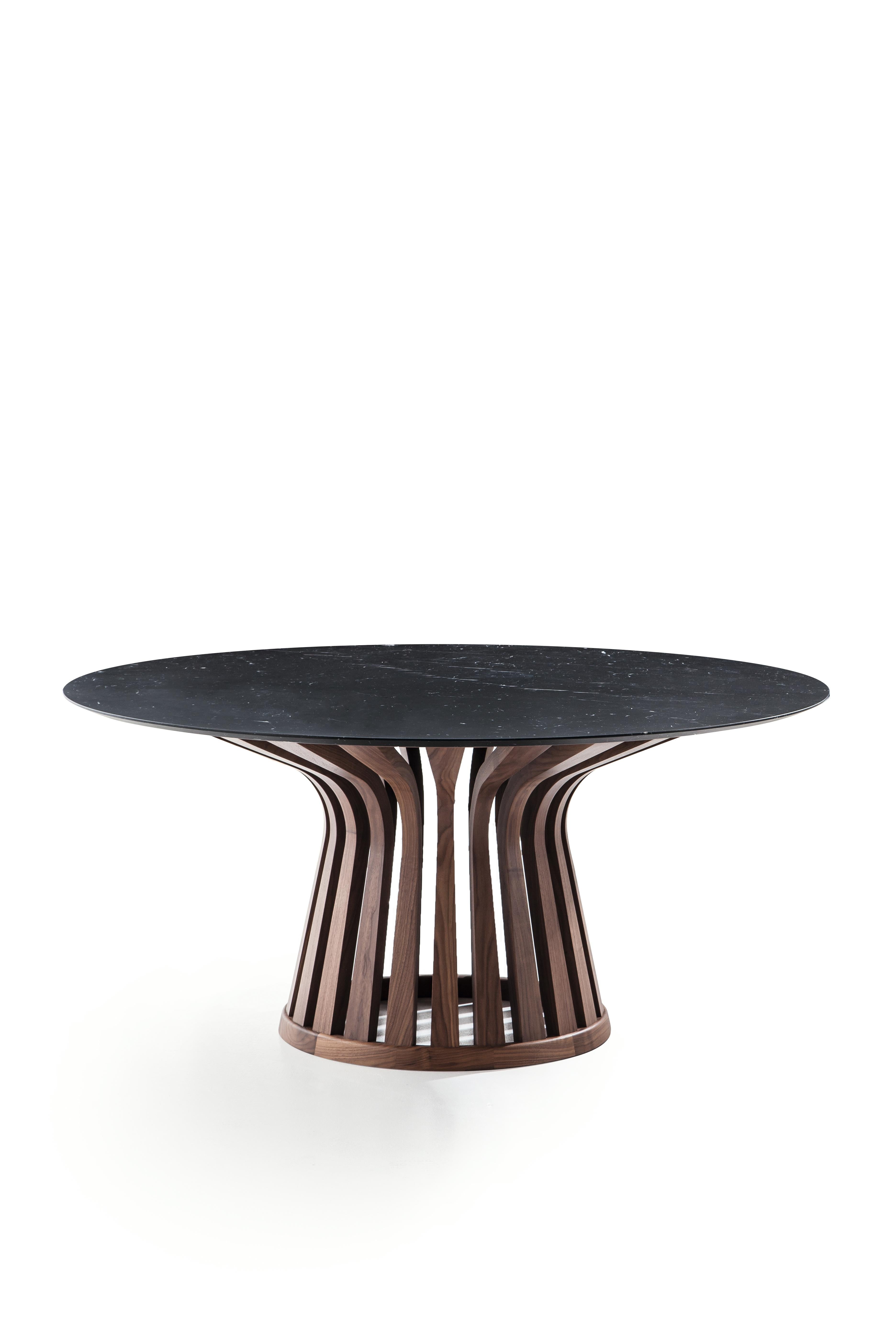 Aluminum Lebeau Wood and Marble Table by Patrick Jouin For Sale