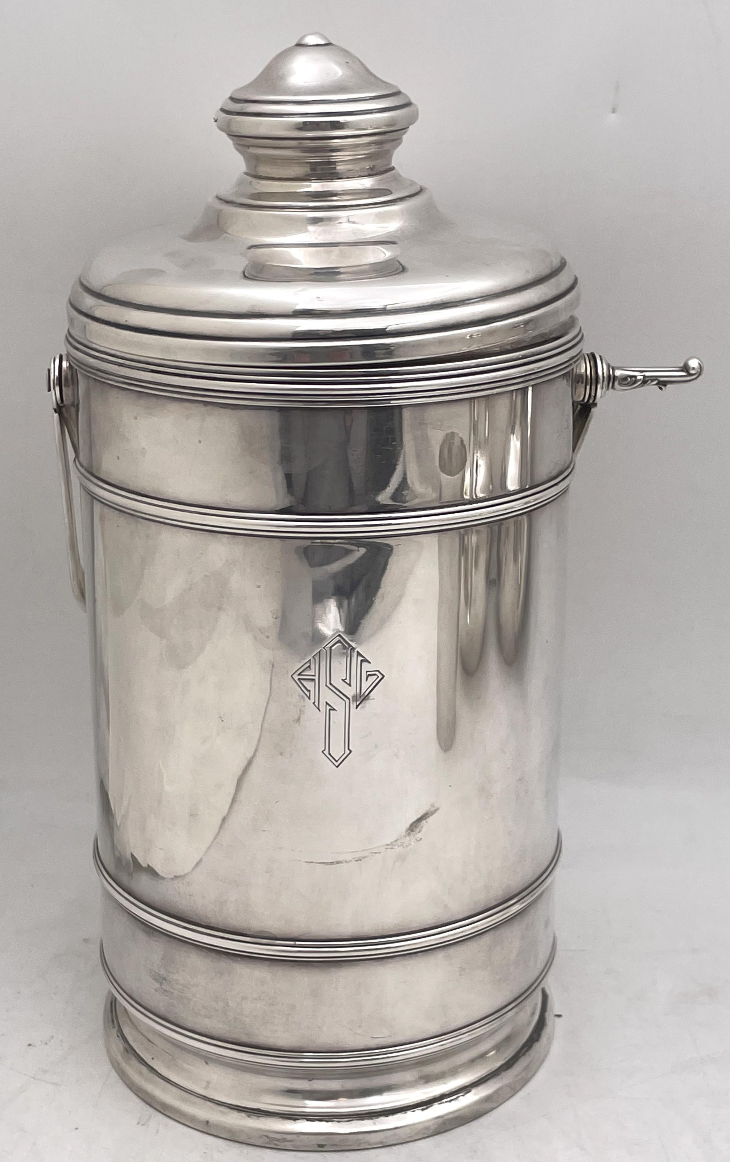 American Lebkuecher (for Cartier/ Tiffany?) Sterling Silver Ice Bucket in Art Deco Style For Sale