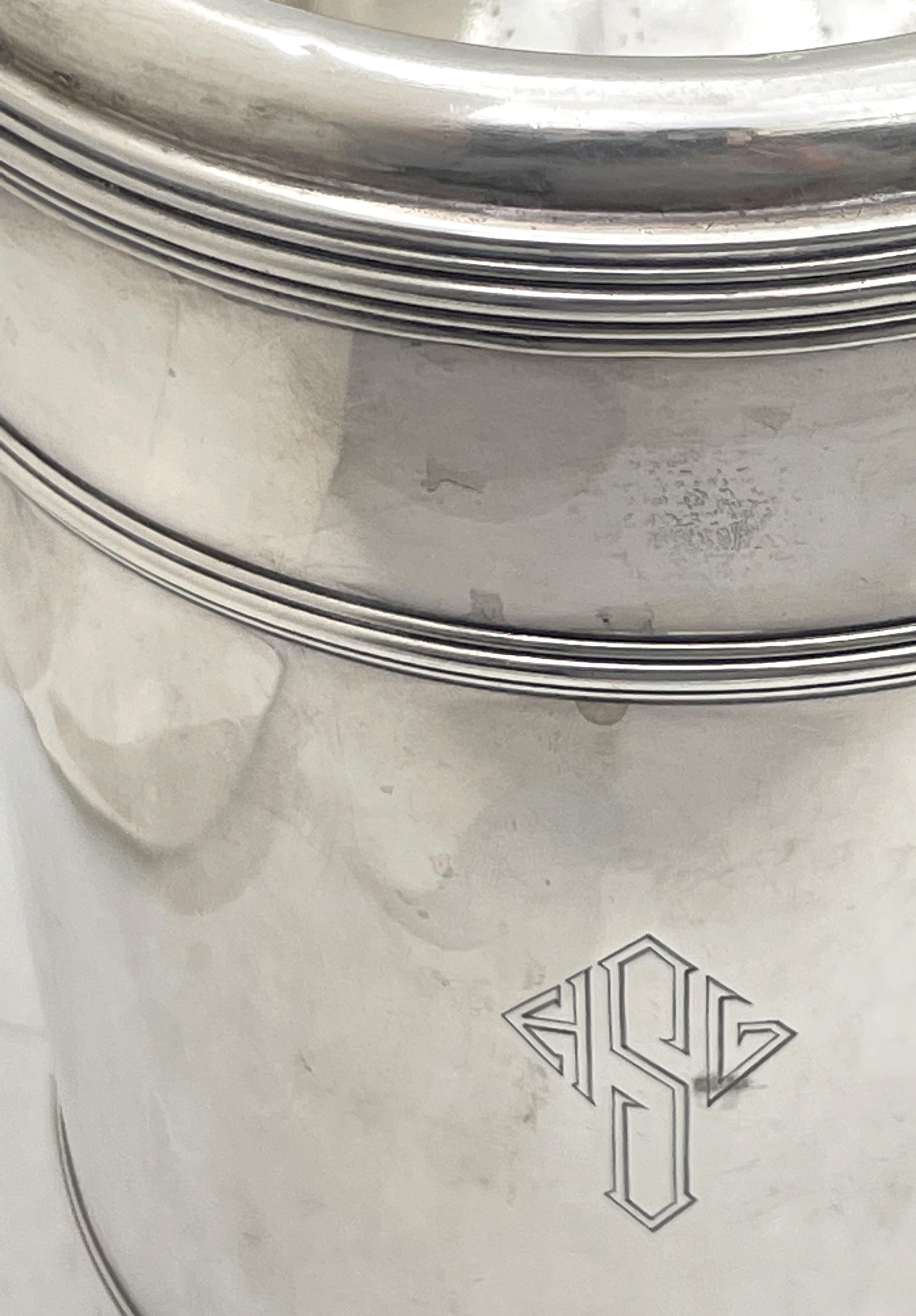 Lebkuecher (for Cartier/ Tiffany?) Sterling Silver Ice Bucket in Art Deco Style For Sale 1