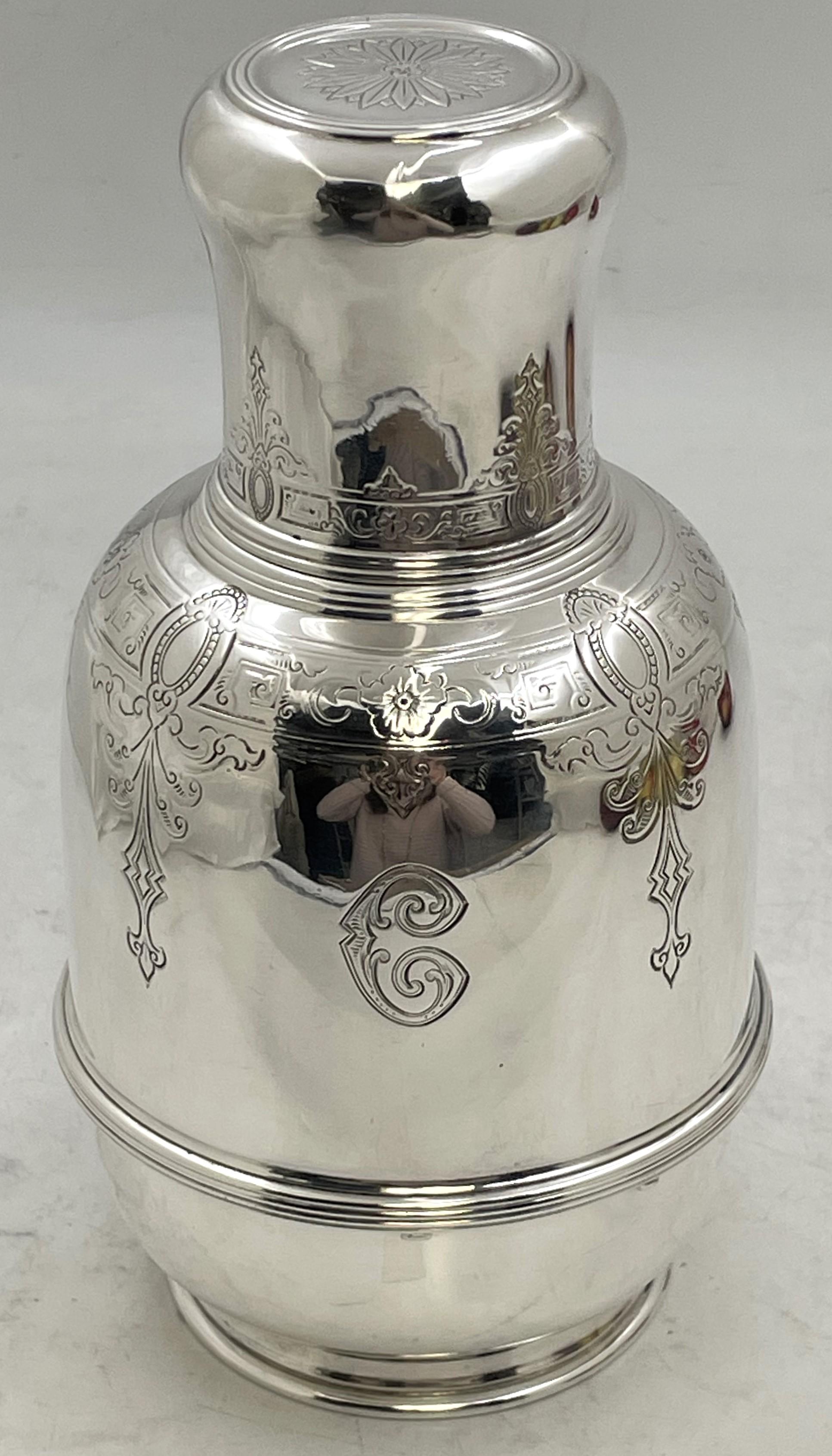 Americano Caraffa termica d'argento Lebkuecher for Grogan del XIX secolo. in vendita