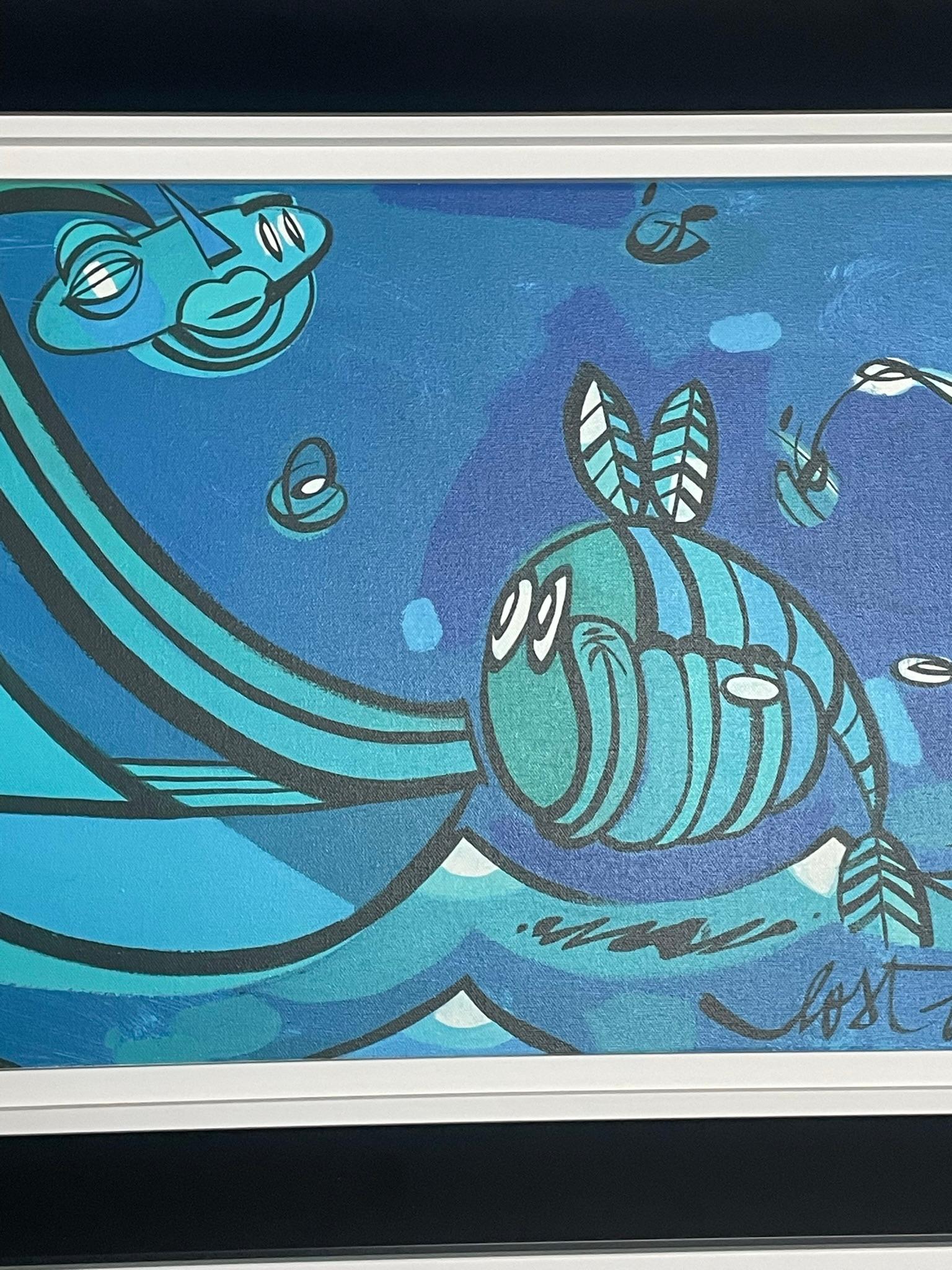 This is an embellished giclee by lebo. Numbered 75 in the back. In good condition measures 39x25x2.