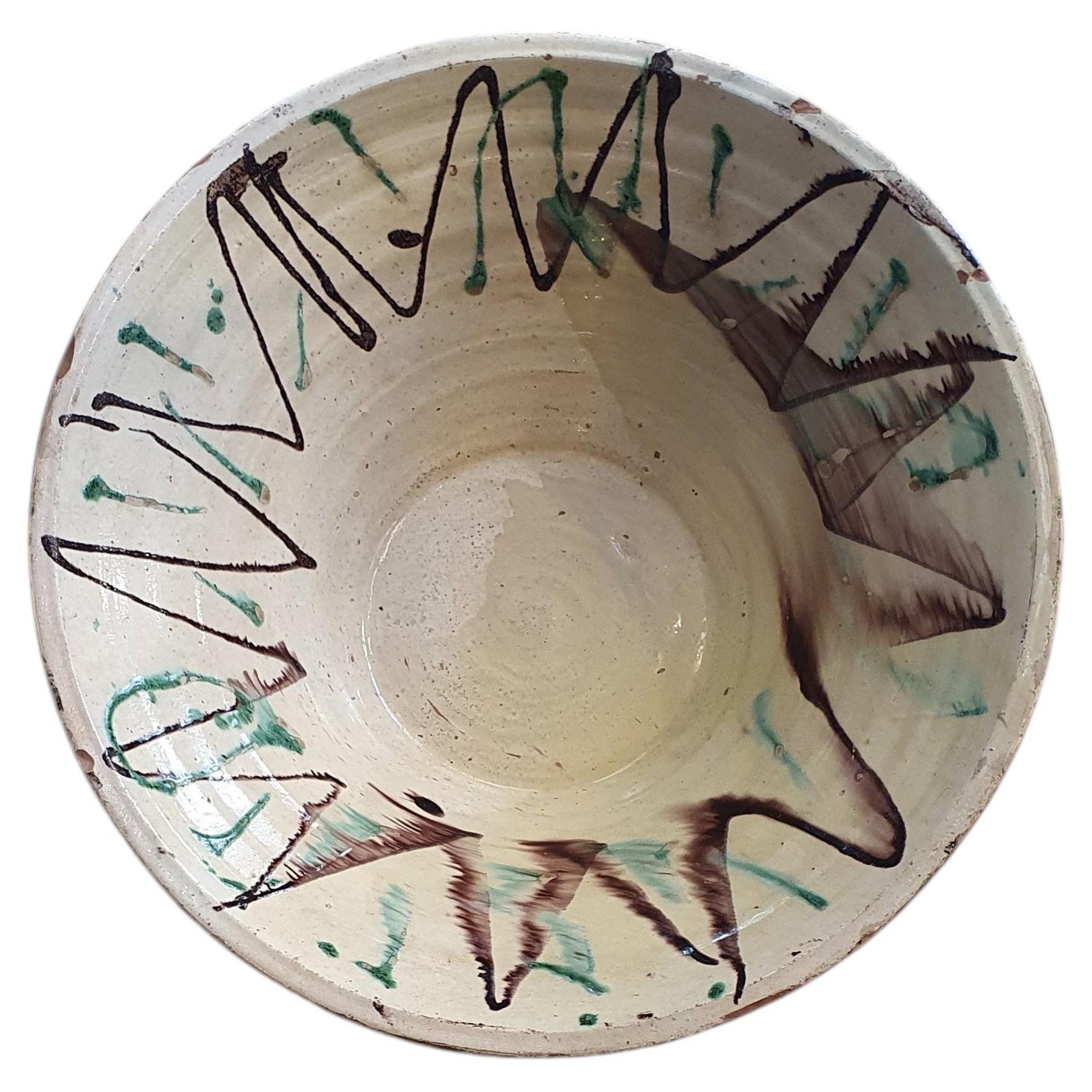 Enameled, glazed or honey-colored ceramic bowl, Murcia, 19th century. For Sale