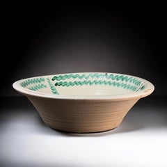 Lebrillo, Large Spanish Fajalauza Bowl, Hand Painted Floral Motif, 17.3in