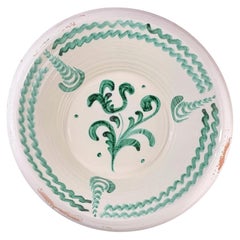 Lebrillo, Large Spanish Fajalauza Bowl, Hand Painted Floral Motif, 17.3in