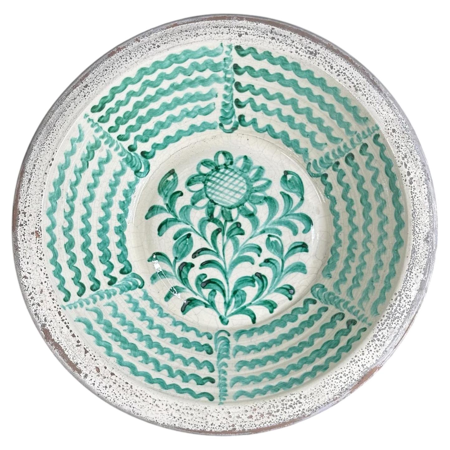 Lebrillo, Spanish Large Fajalauza Ceramic Bowl - 19.3in