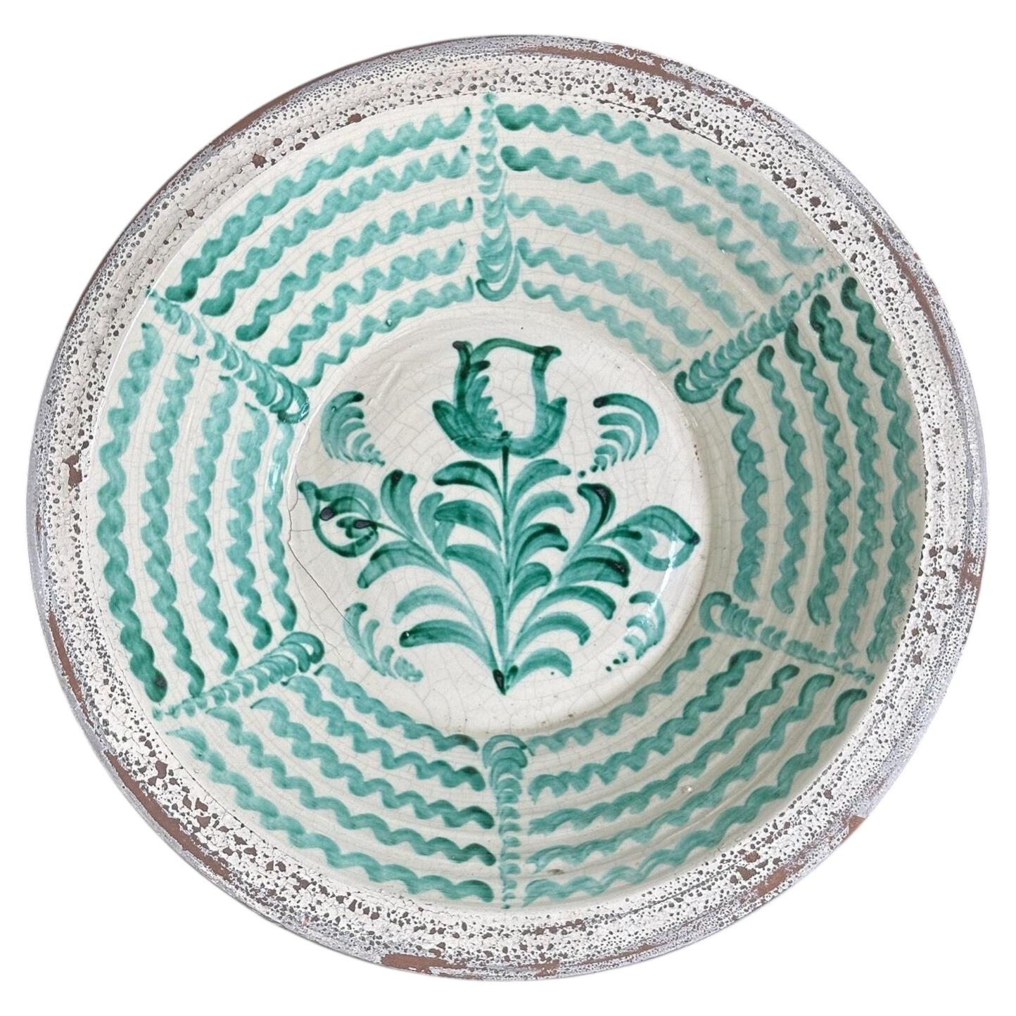 Lebrillo, Spanish Large Fajalauza Ceramic Bowl - 19.3in