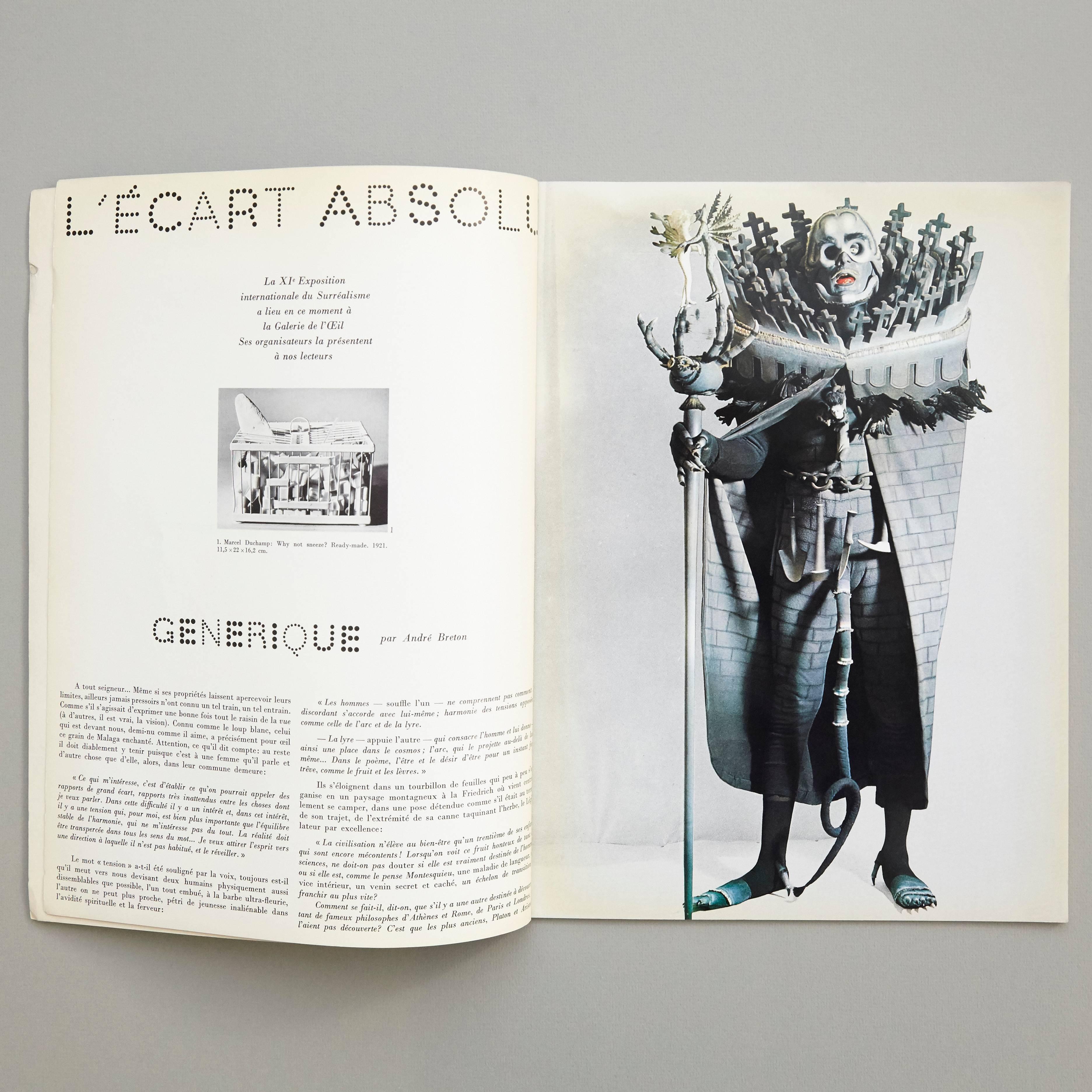 Catalogue of the exhibition 'L'Écart Absolu' that takes place at L'Oeil Gallery (Paris) in 1965.

First edition of this exhibition catalog, the 11th International Surrealism Exhibition, full of the 'Tranchons-en' flyer (not reproduced) and 3