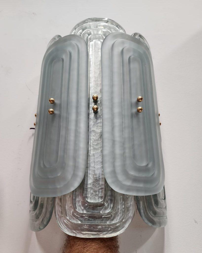 Modern Italian Murano Glass Wall Sconce Lecce in Silver Glass For Sale