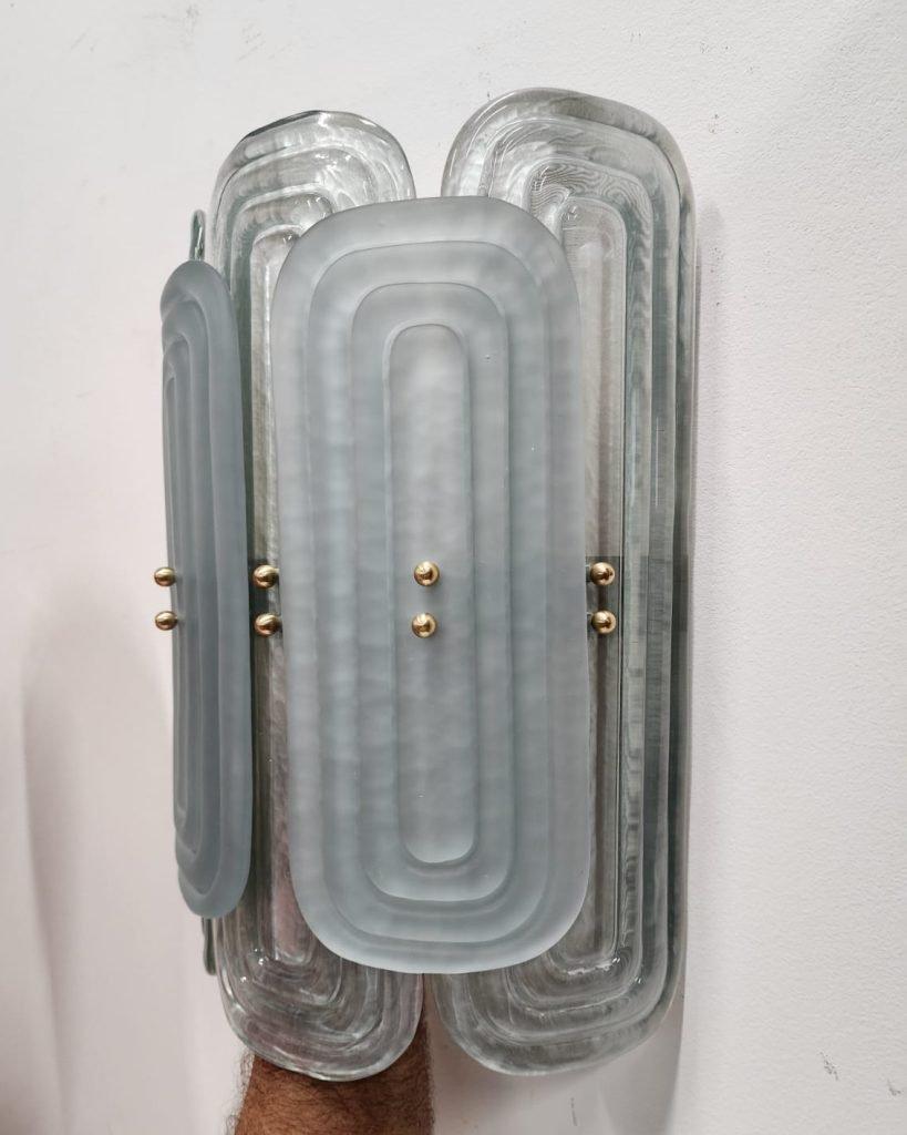 Italian Murano Glass Wall Sconce Lecce in Silver Glass In New Condition For Sale In KEW, AU