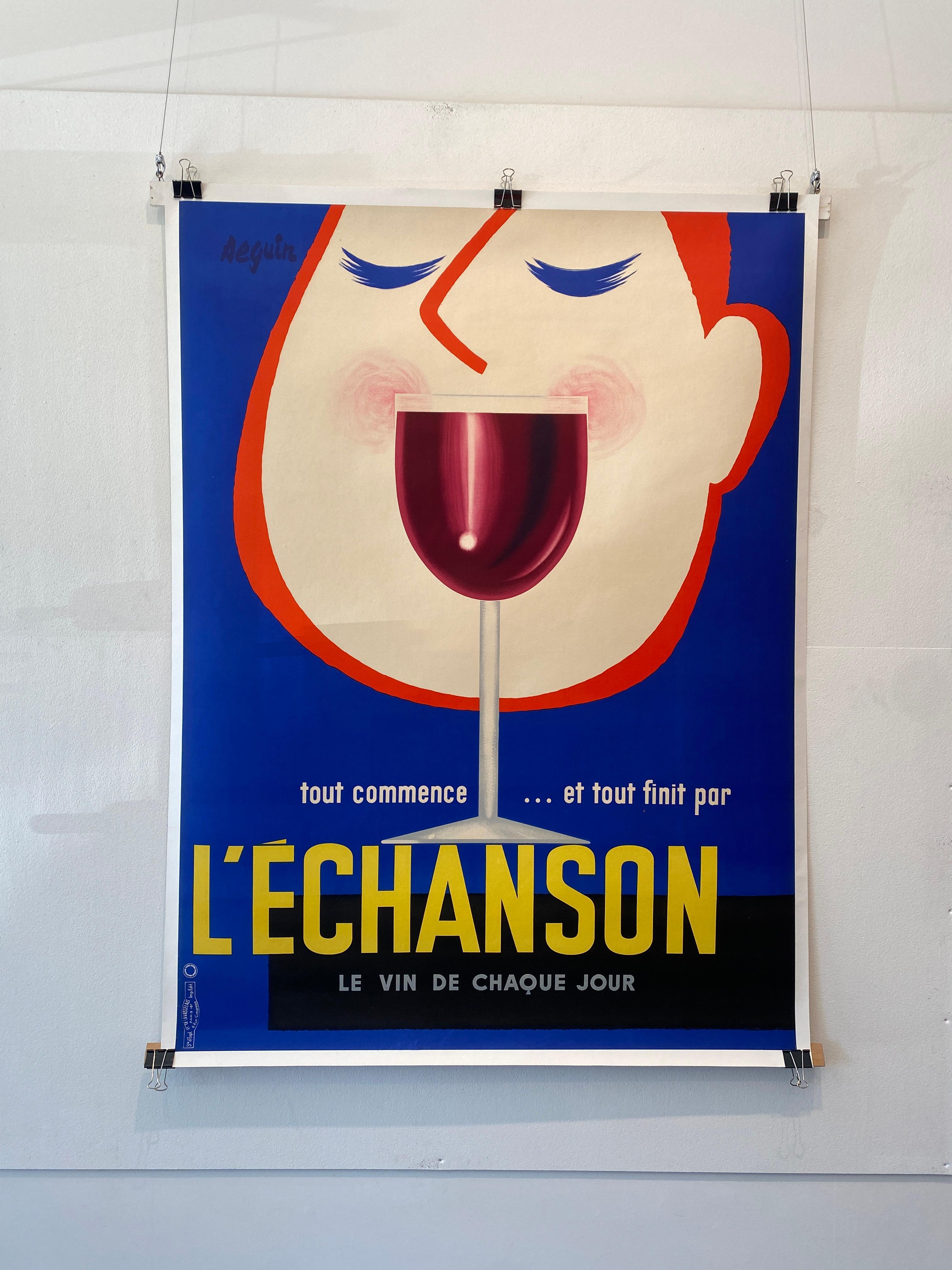 Mid-Century moderno L'Echanson di Seguin 1955 Poster originale d'epoca in vendita