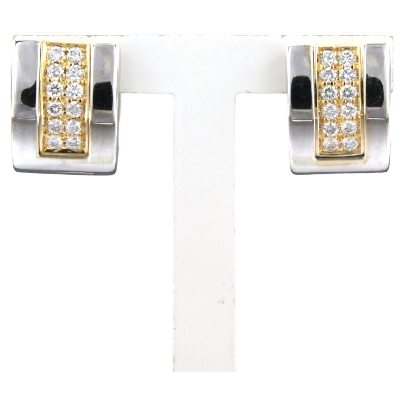 LECHIC - Clips d'oreilles en or bicolore 18 carats sertis de diamants taille brillant