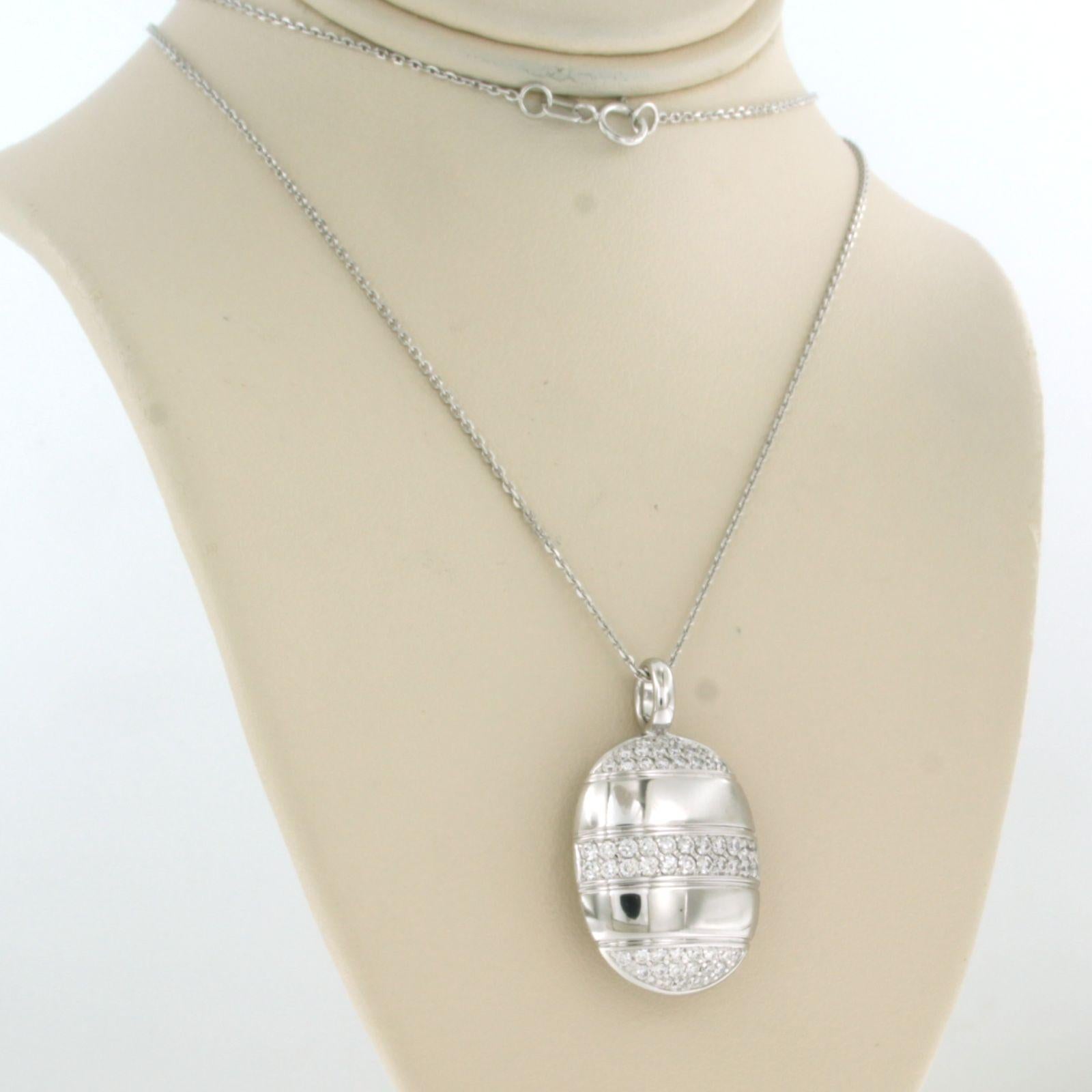 Modern LECHIC - pendant and diamonds and chain 14k white gold For Sale