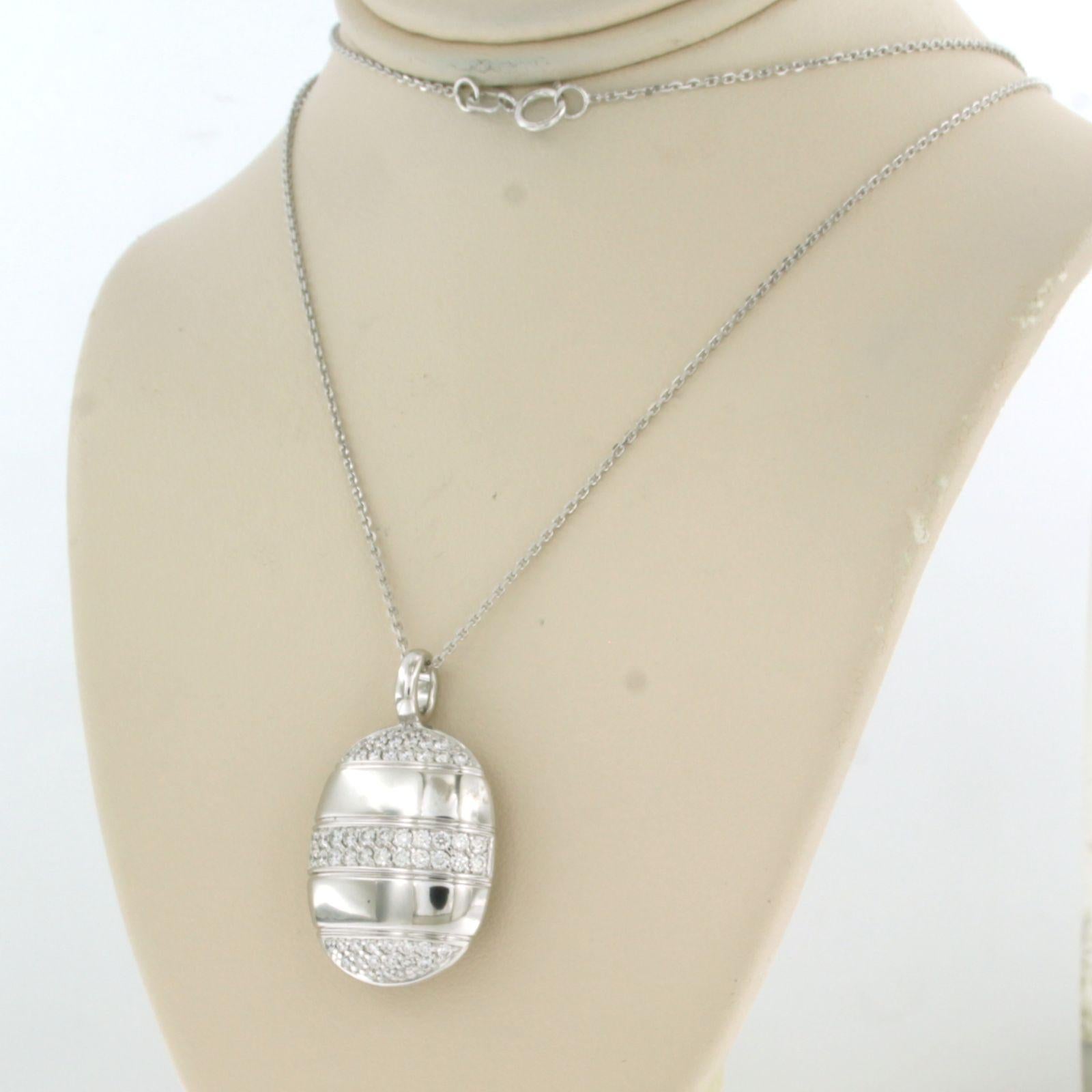 LECHIC - pendant and diamonds and chain 14k white gold In Good Condition For Sale In The Hague, ZH