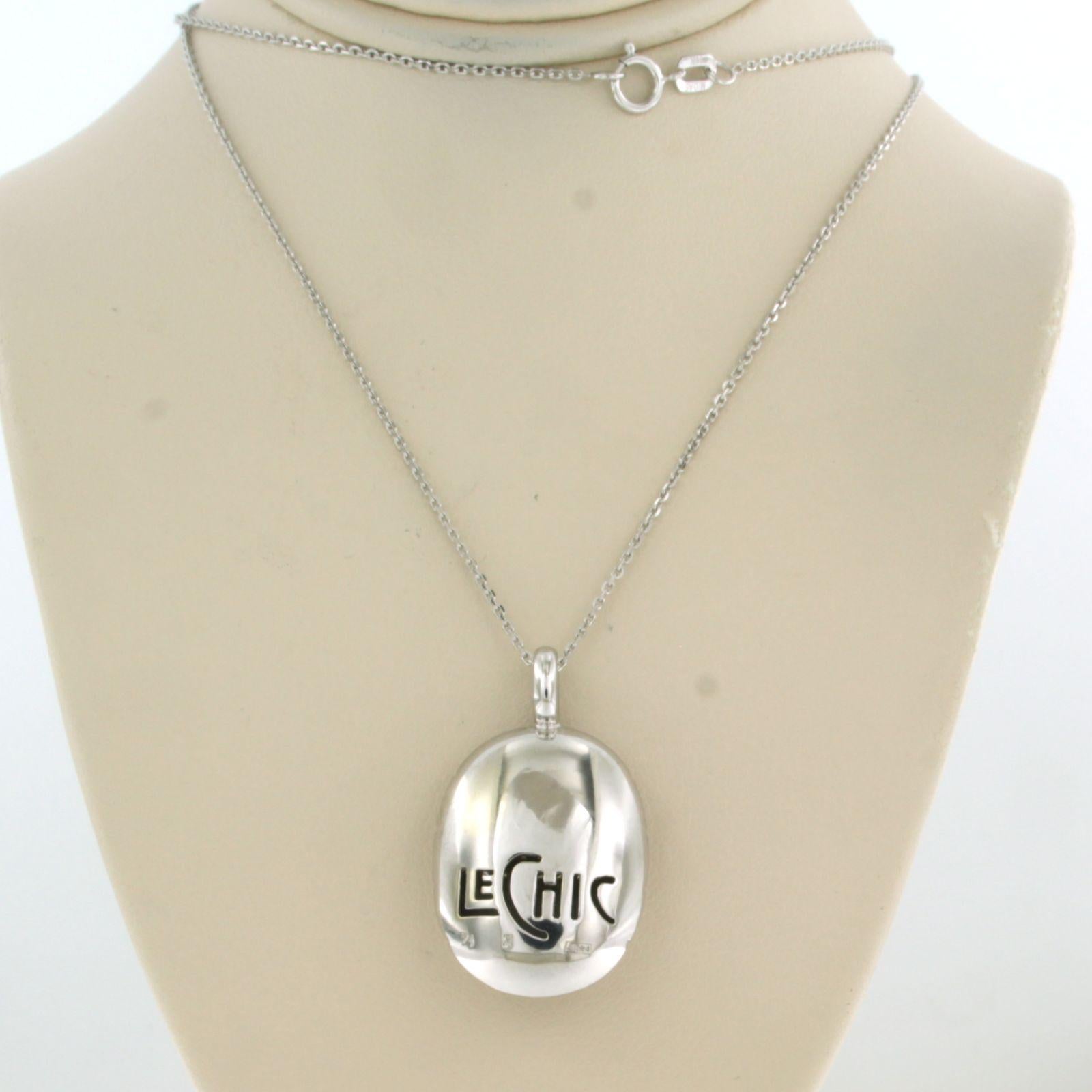 LECHIC - pendant and diamonds and chain 14k white gold For Sale 1