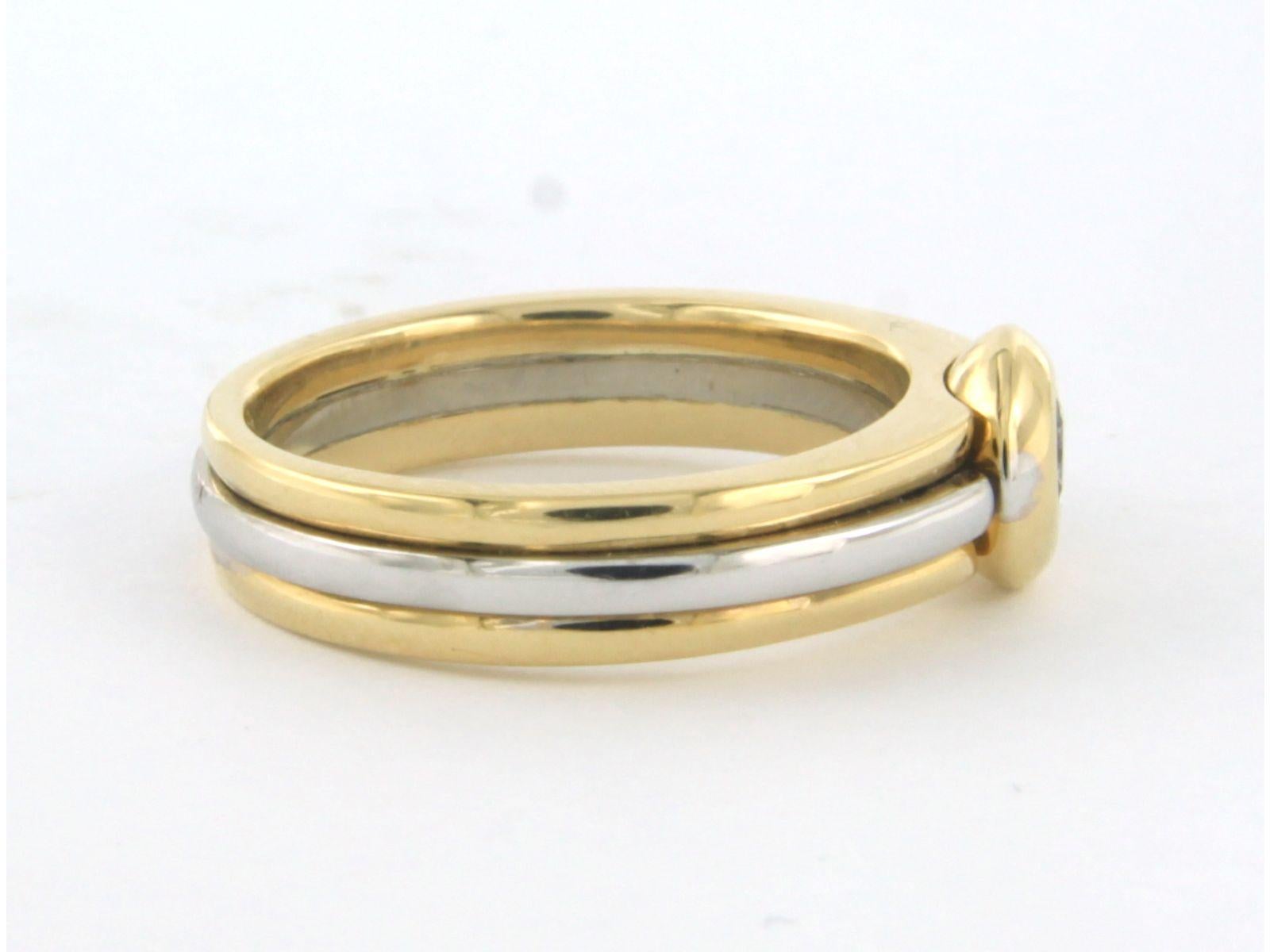 Modern LECHIC - ring with brilliant cut diamond up to 0.15ct 18k bicolour gold For Sale