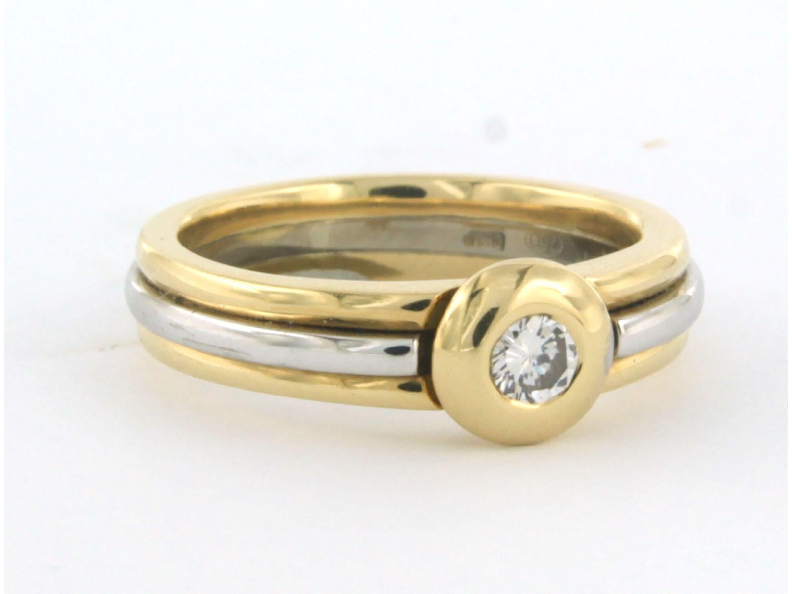 LECHIC - ring with brilliant cut diamond up to 0.15ct 18k bicolour gold For Sale 1
