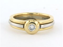 LECHIC - anello con diamante taglio brillante fino a 0,15ct in oro 18k 7,0 grammi