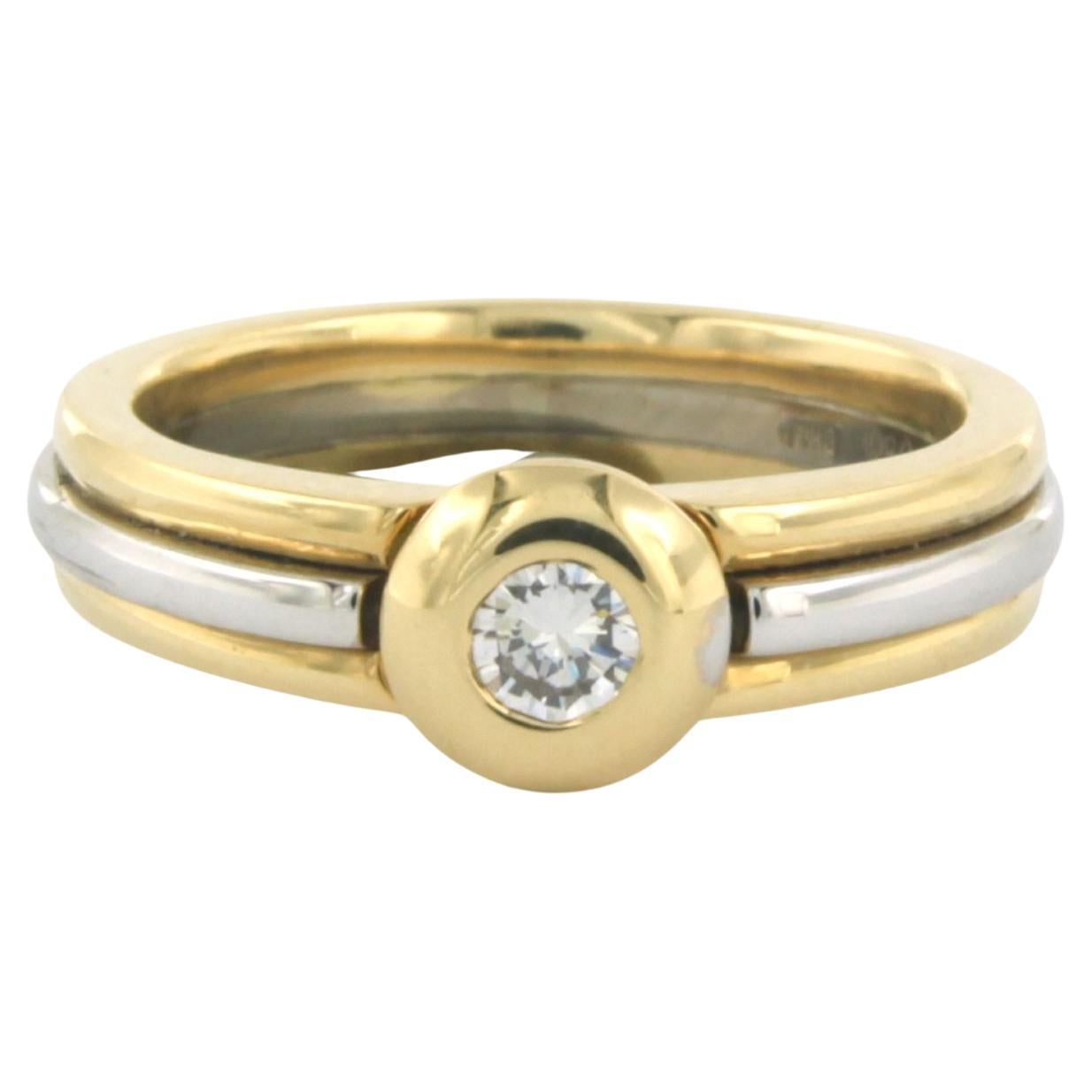 LECHIC - ring with diamonds 18k bicolour gold For Sale