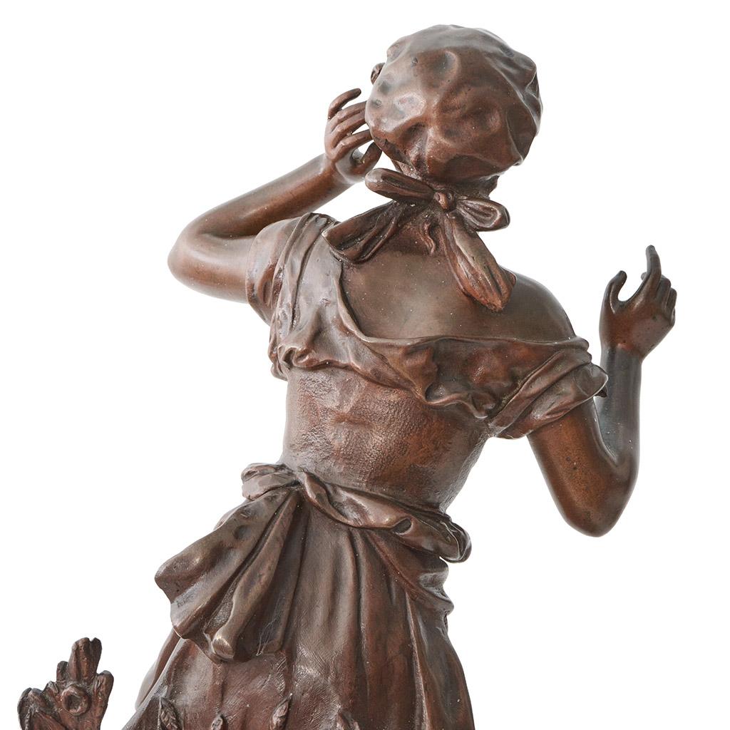 'L'Echo' An Art Nouveau bronze sculpture by Mathurin Moreau For Sale 6