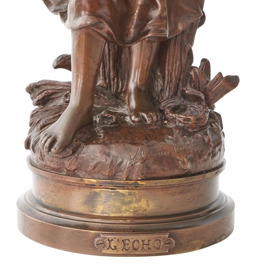'L'Echo' An Art Nouveau bronze sculpture by Mathurin Moreau For Sale 8