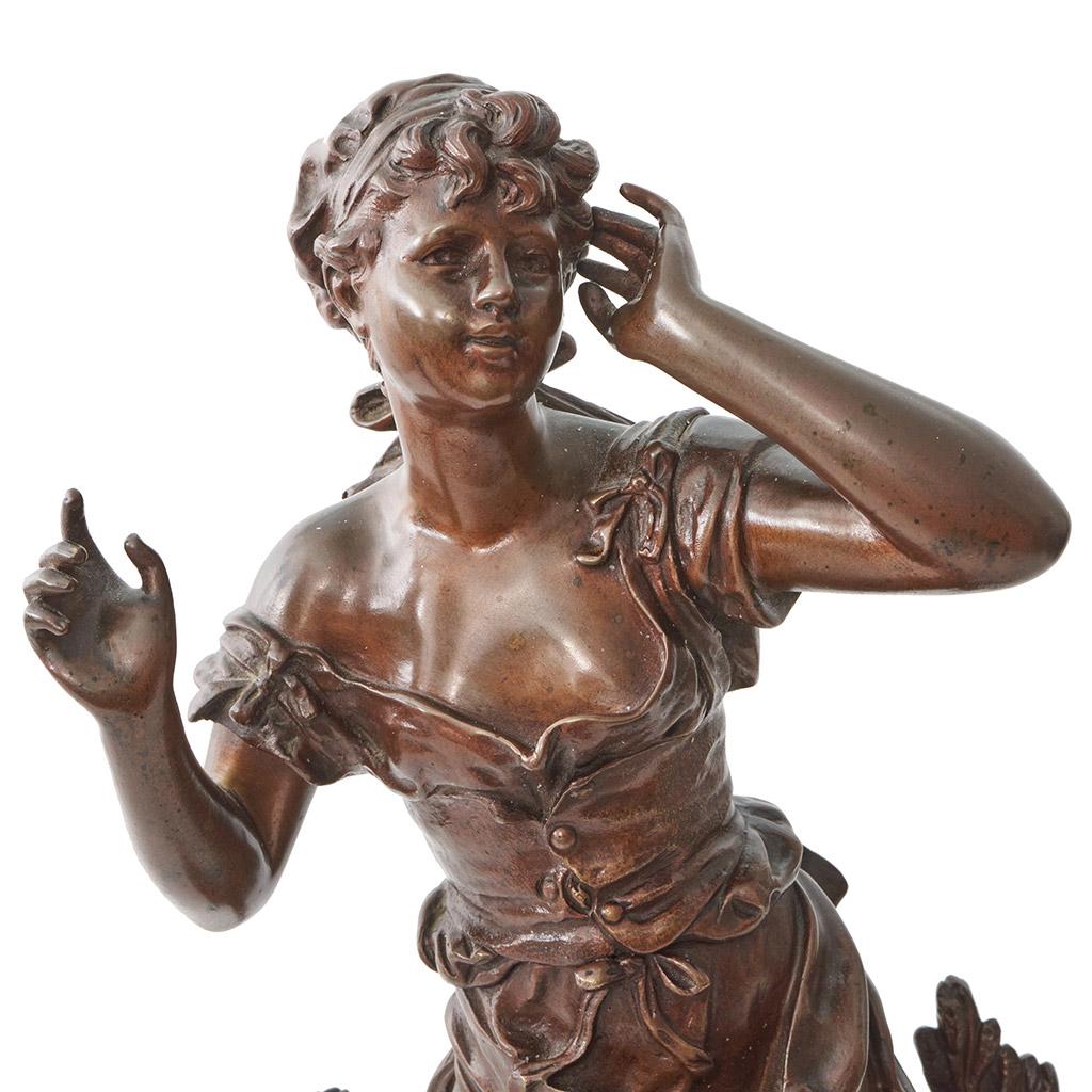 'L'Echo' An Art Nouveau bronze sculpture by Mathurin Moreau For Sale 3
