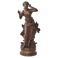 Antique 'L'Echo' An Art Nouveau bronze sculpture by Mathurin Moreau