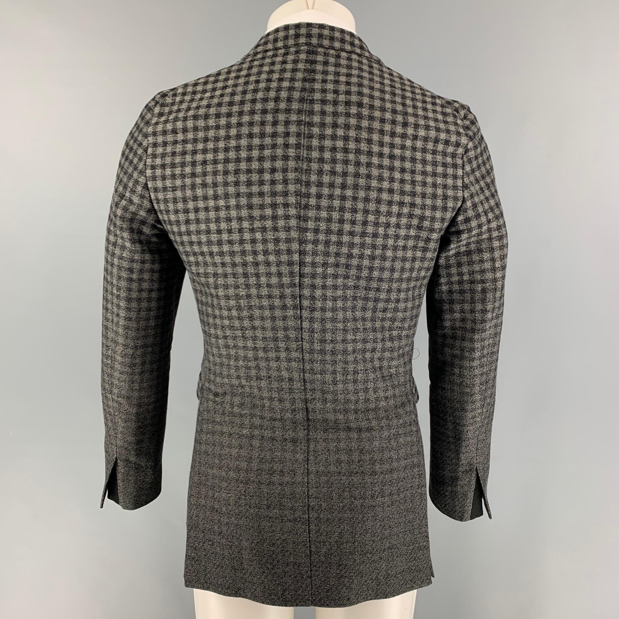 L'ECLAIREUR Size 38 Gray Black Checkered Cotton Wool Sport Coat In Good Condition In San Francisco, CA