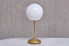 Leco Brass Table Lamp with White Opal Glass Globe, Sweden, 1960s